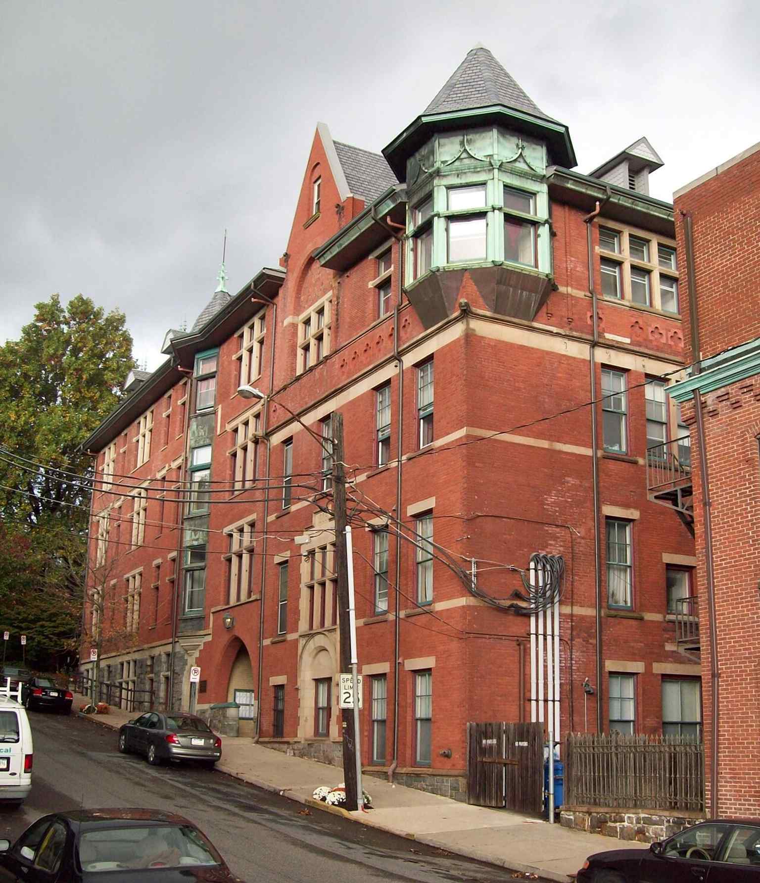 The former Lehigh Valley Railroad headquarters in Bethlehem, a red-brick landmark that once served as the company’s command center and is now used as apartments.