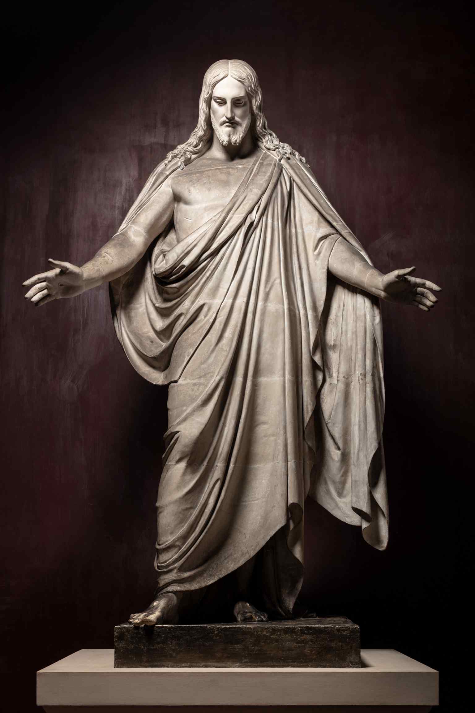 The original plaster cast model of Christus, completed in 1822, displayed in the Thorvaldsen Museum before the marble statue replaced it in the church.