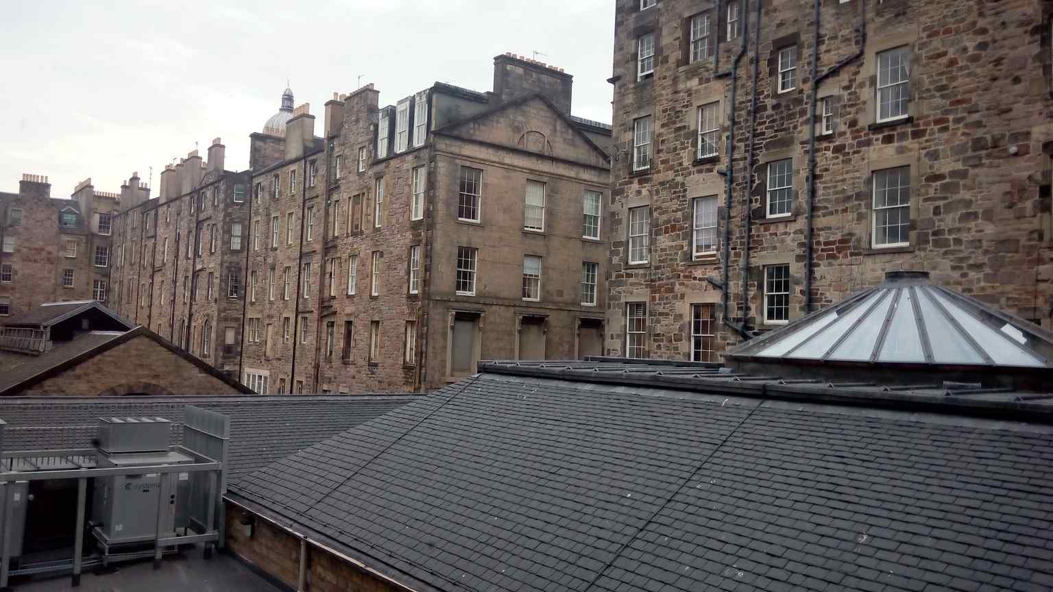 St Cecilia's Hall roof with oval cupola and rear or South Bridge