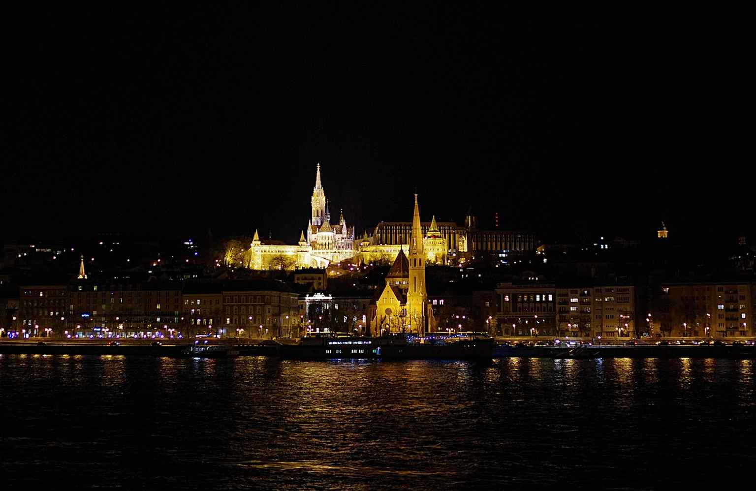 See the illuminated Fisherman's Bastion at night, offering a breathtaking panorama of the Danube and Pest, a view it's famous for since its completion in 1905.