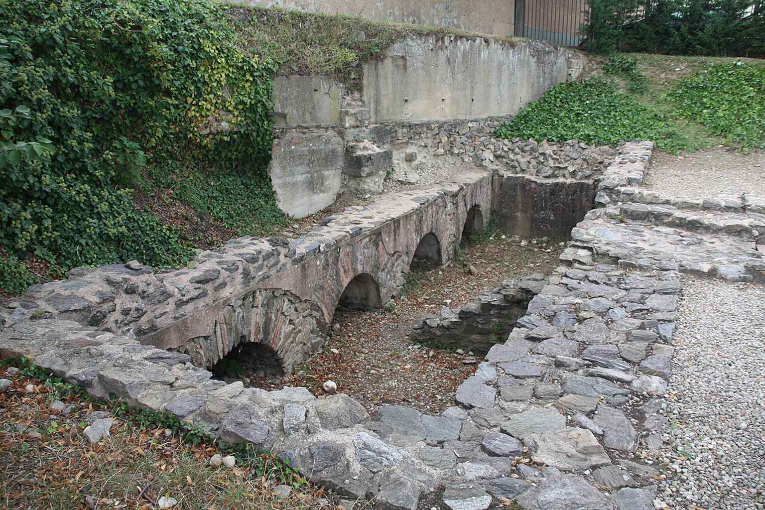 A documented view of the Fourvière archaeological site from the Wiki Loves Monuments series, useful as a contemporary record of the preserved Roman ruins.