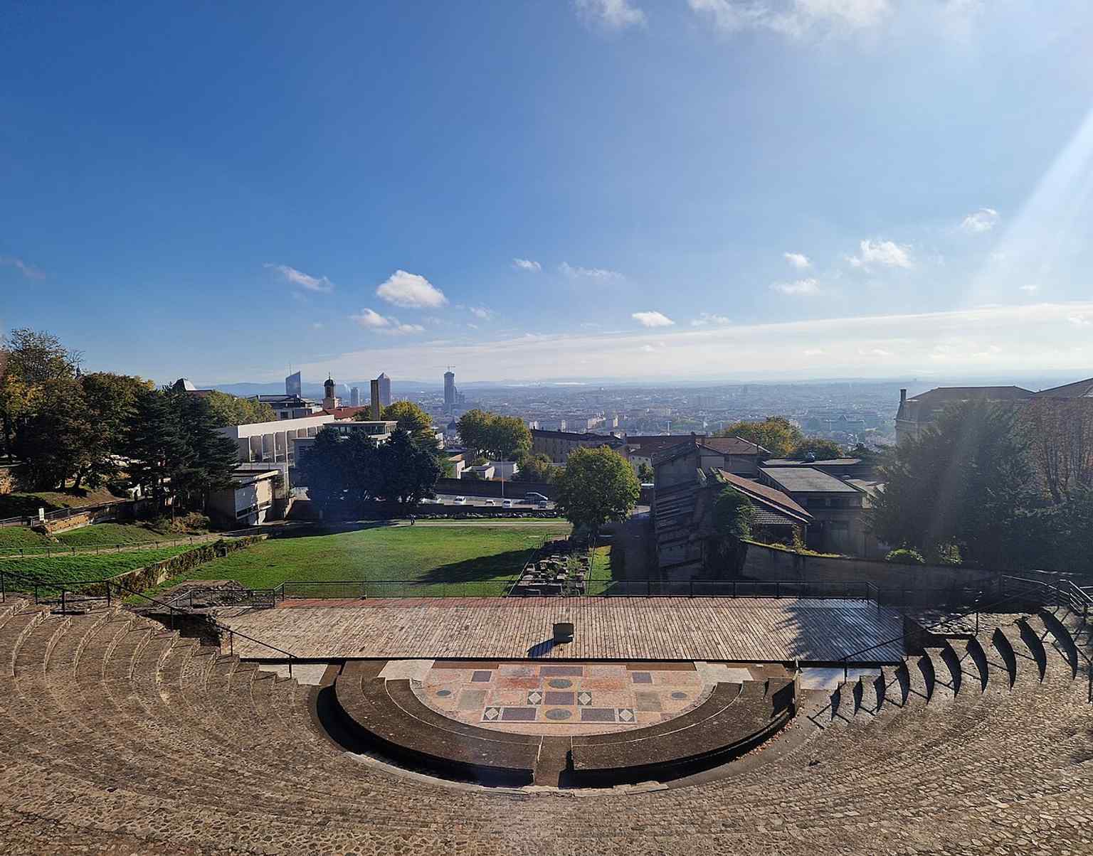 Looking east from the odeon over Lyon, this view conveys the monument’s hilltop setting and why its upper terraces dominated the ancient city.