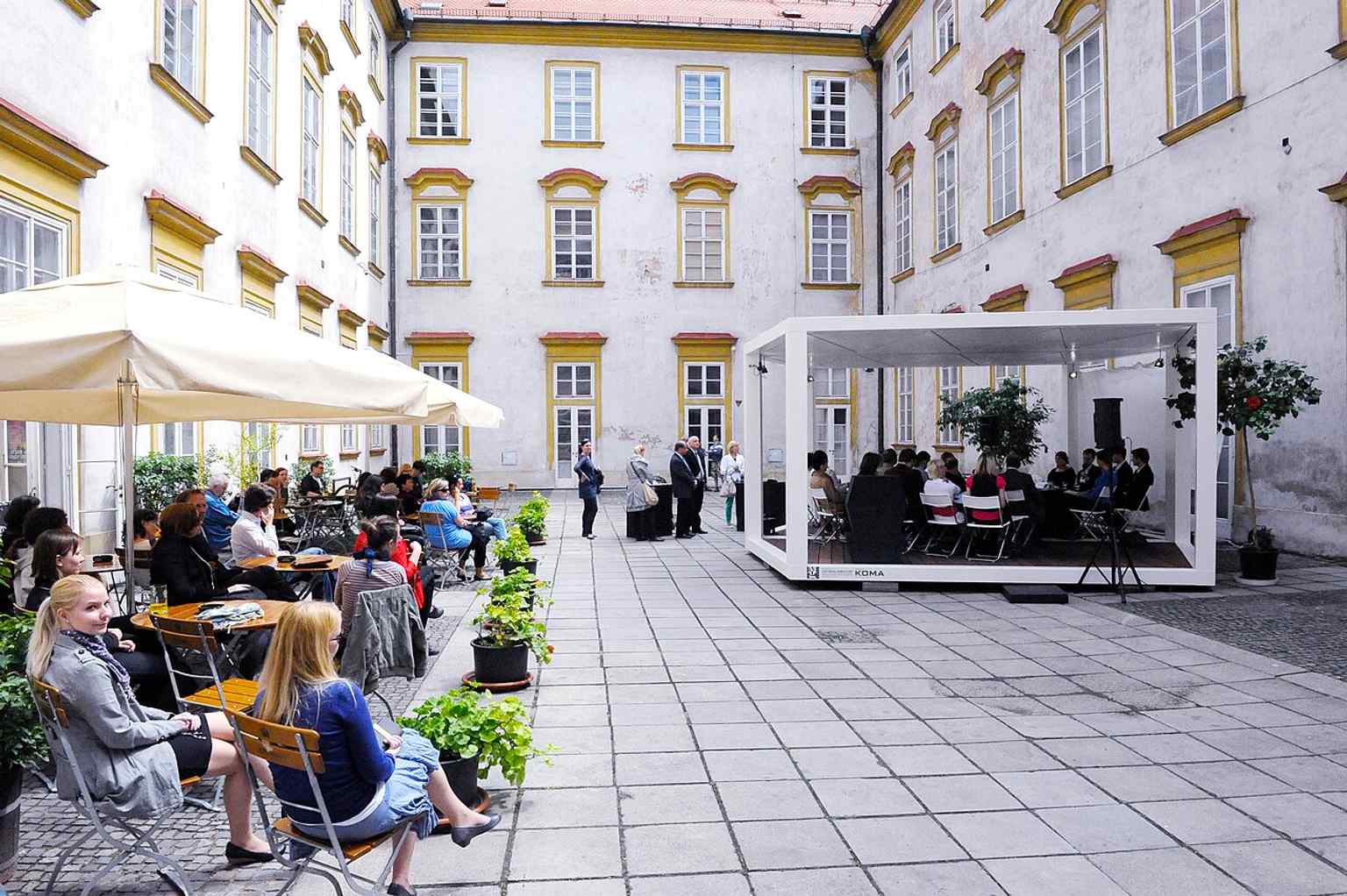 The inner courtyard of the former Augustinian complex, a reminder of the building’s monastic origins before it became a government palace.