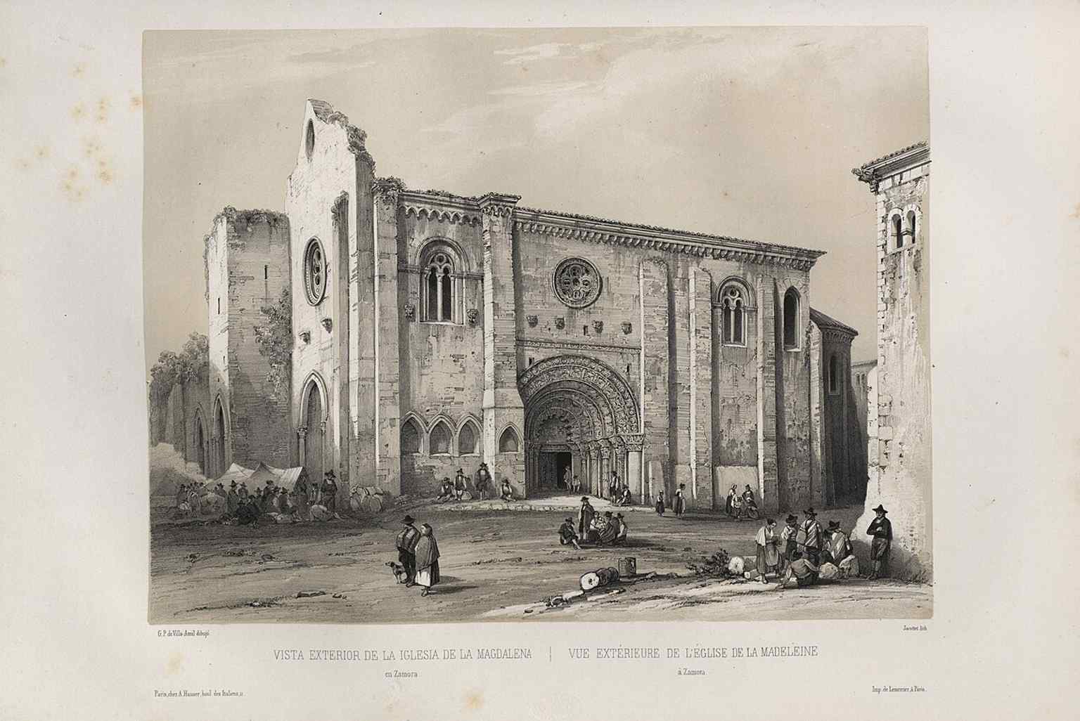 An 1844 engraved view of the Magdalena, showing how the church was documented long before modern restoration campaigns.