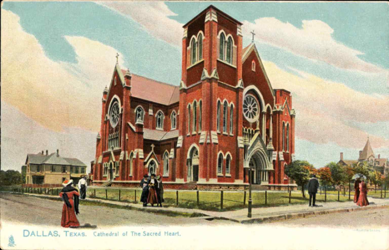 The original Cathedral of the Sacred Heart in the 1870s, Dallas’s first Catholic parish before the later cathedral was built.