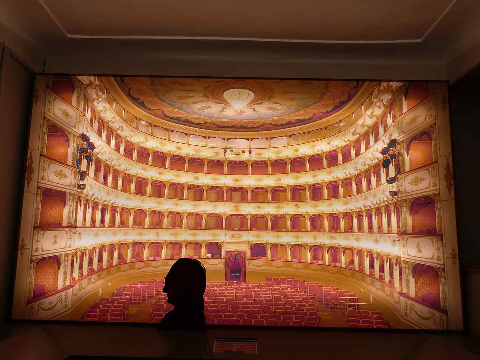 The grand façade of Teatro Rossini in Pesaro, the city’s main opera house and home to the Rossini Opera Festival.