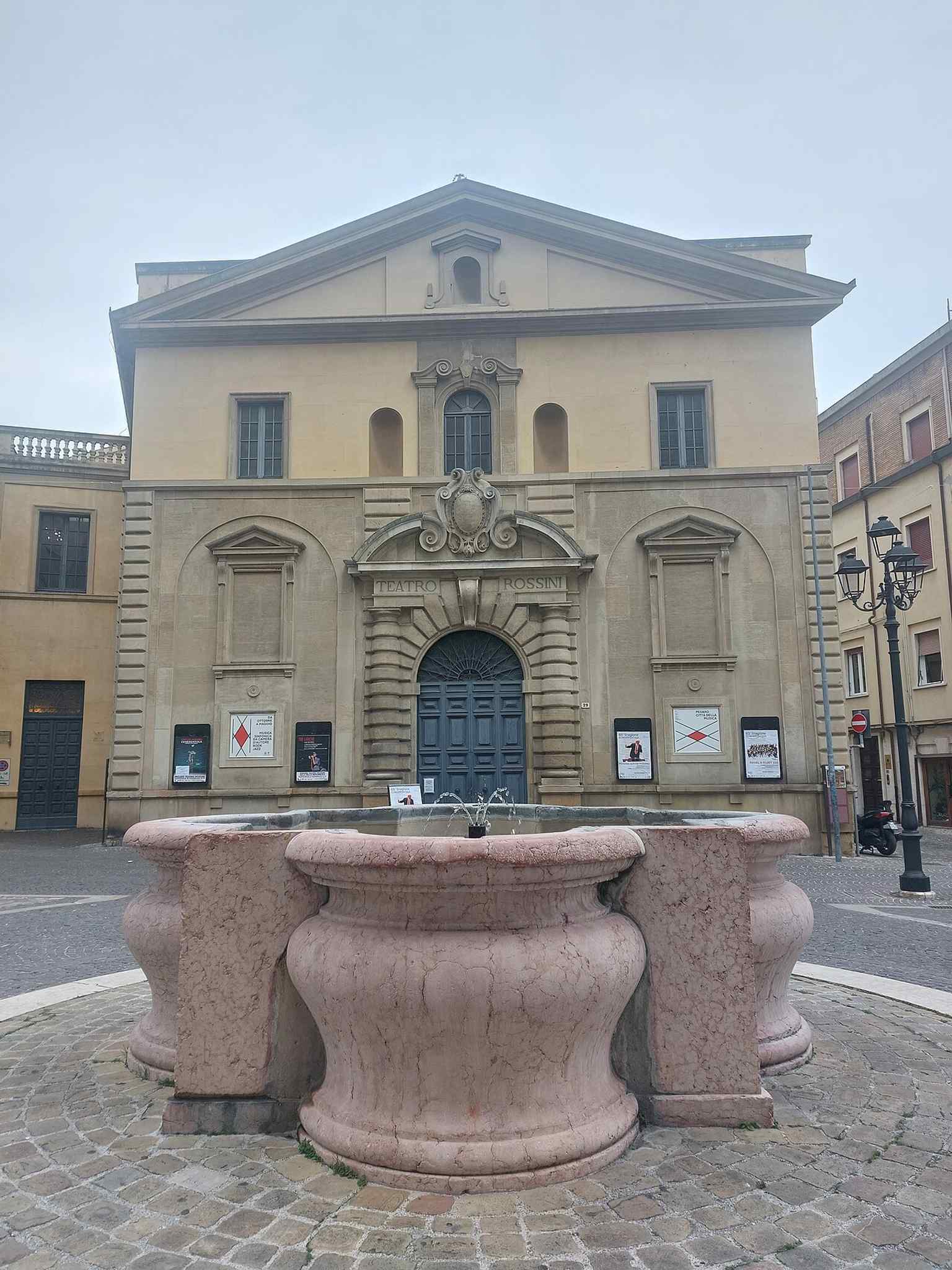 A recent documentary-style view of the Rossini Theatre, reflecting its ongoing care after the 2023 restoration.