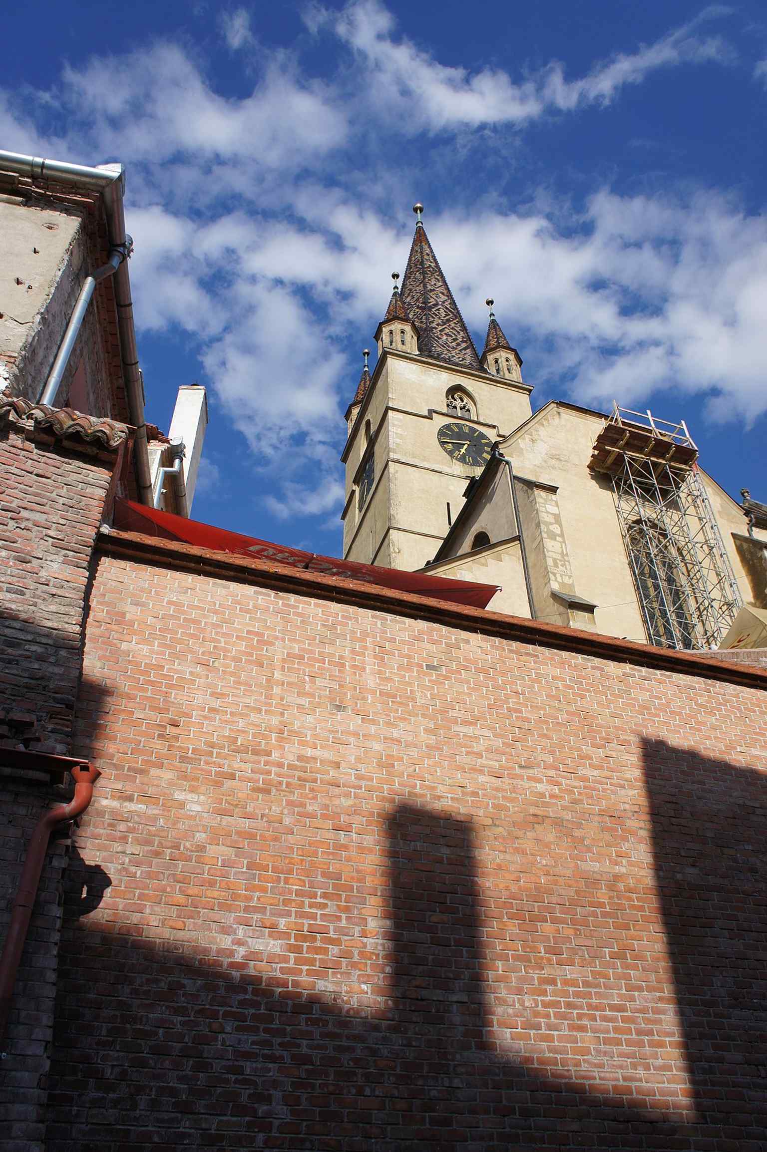 A unique perspective of the Saxon Cathedral seen from the historic Passage of Stairs, connecting different levels of the city.