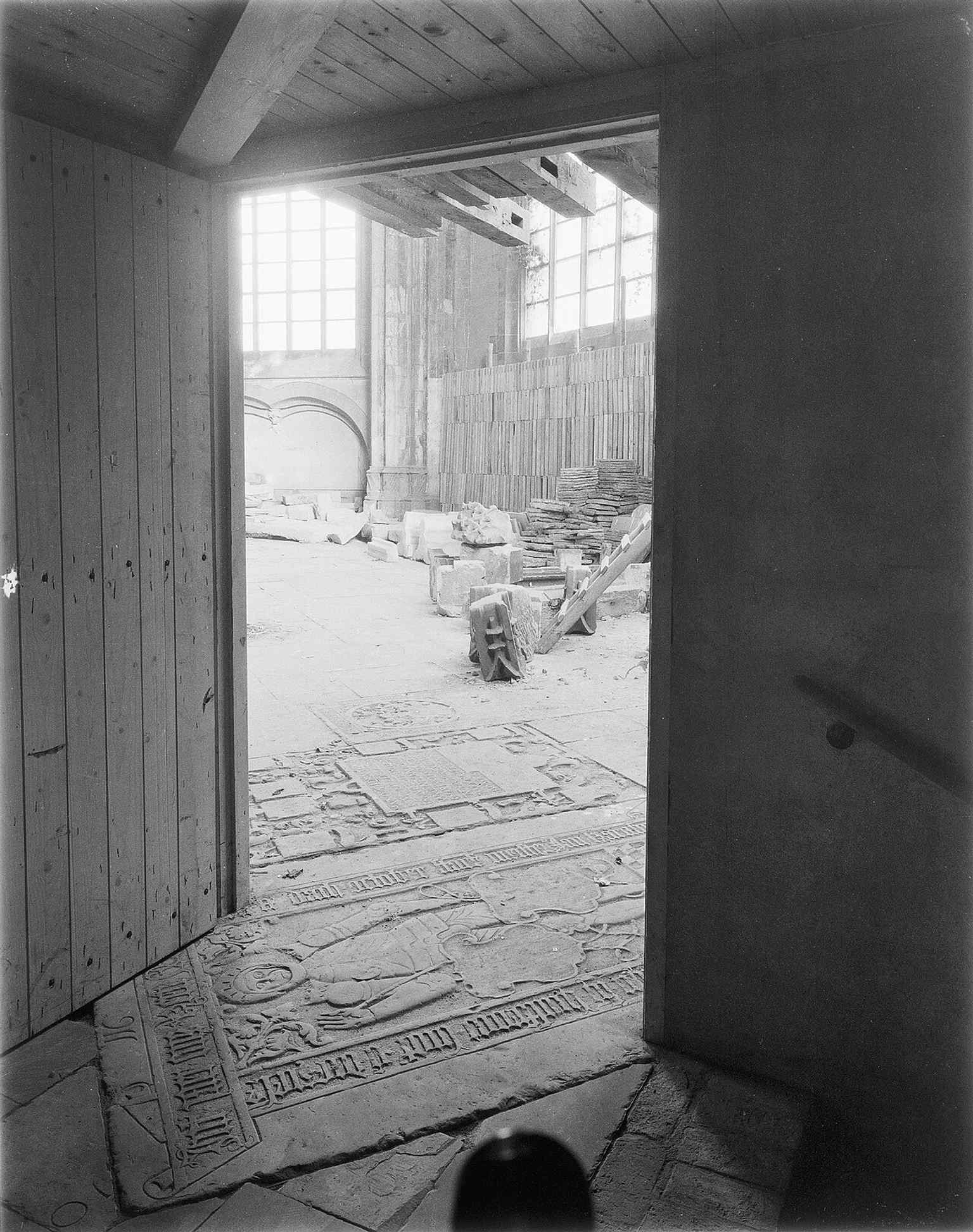 Another mid-1950s exterior view, useful for showing the church before the final stages of its tower restoration.