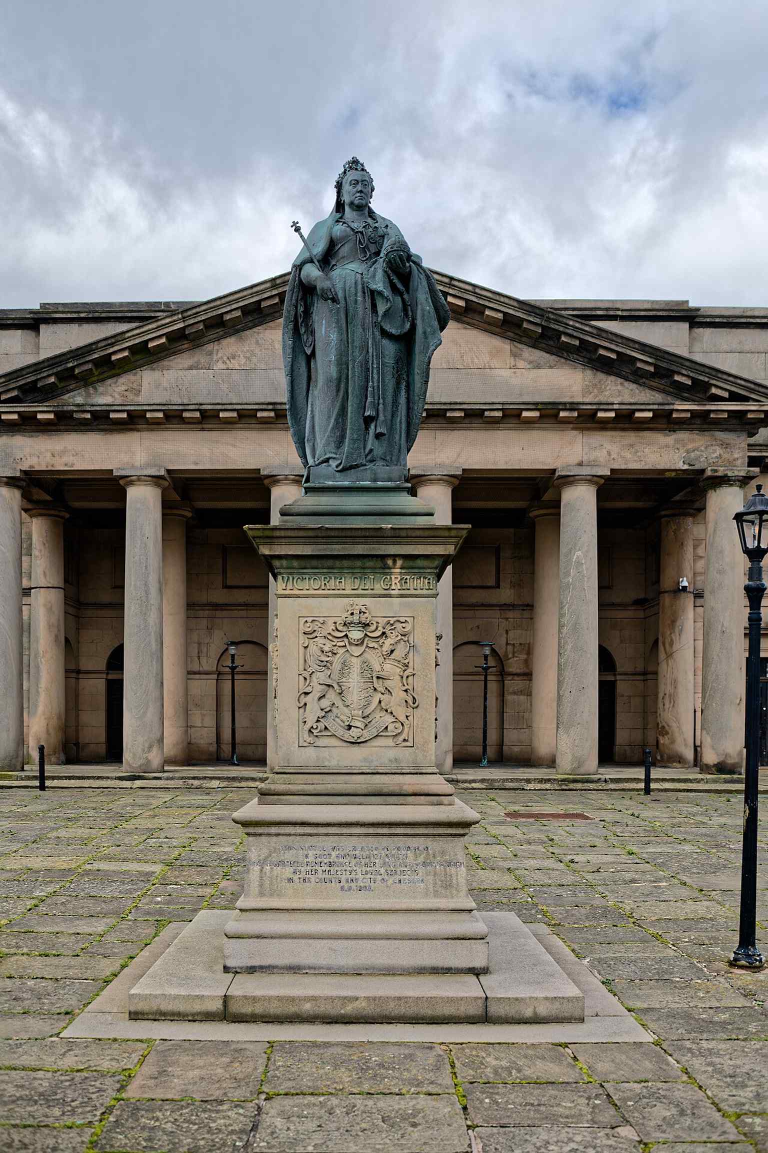 Queen Victoria’s bronze statue in Castle Square, standing in front of Chester Crown Court exactly where it was unveiled in 1903.