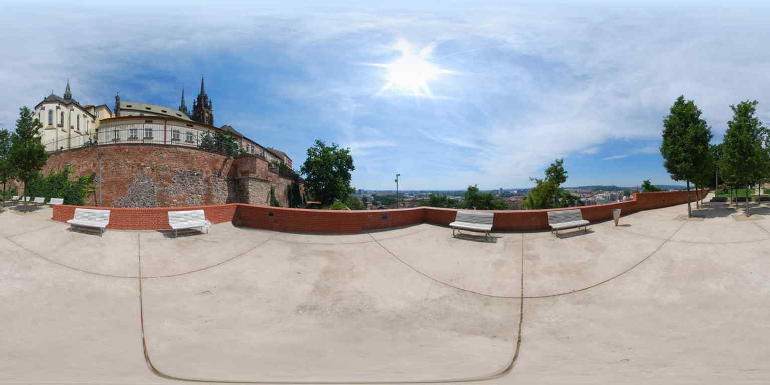 A broad view from Petrov over Denis’s Gardens and the cathedral hill, capturing the park’s dramatic slope above the old town.