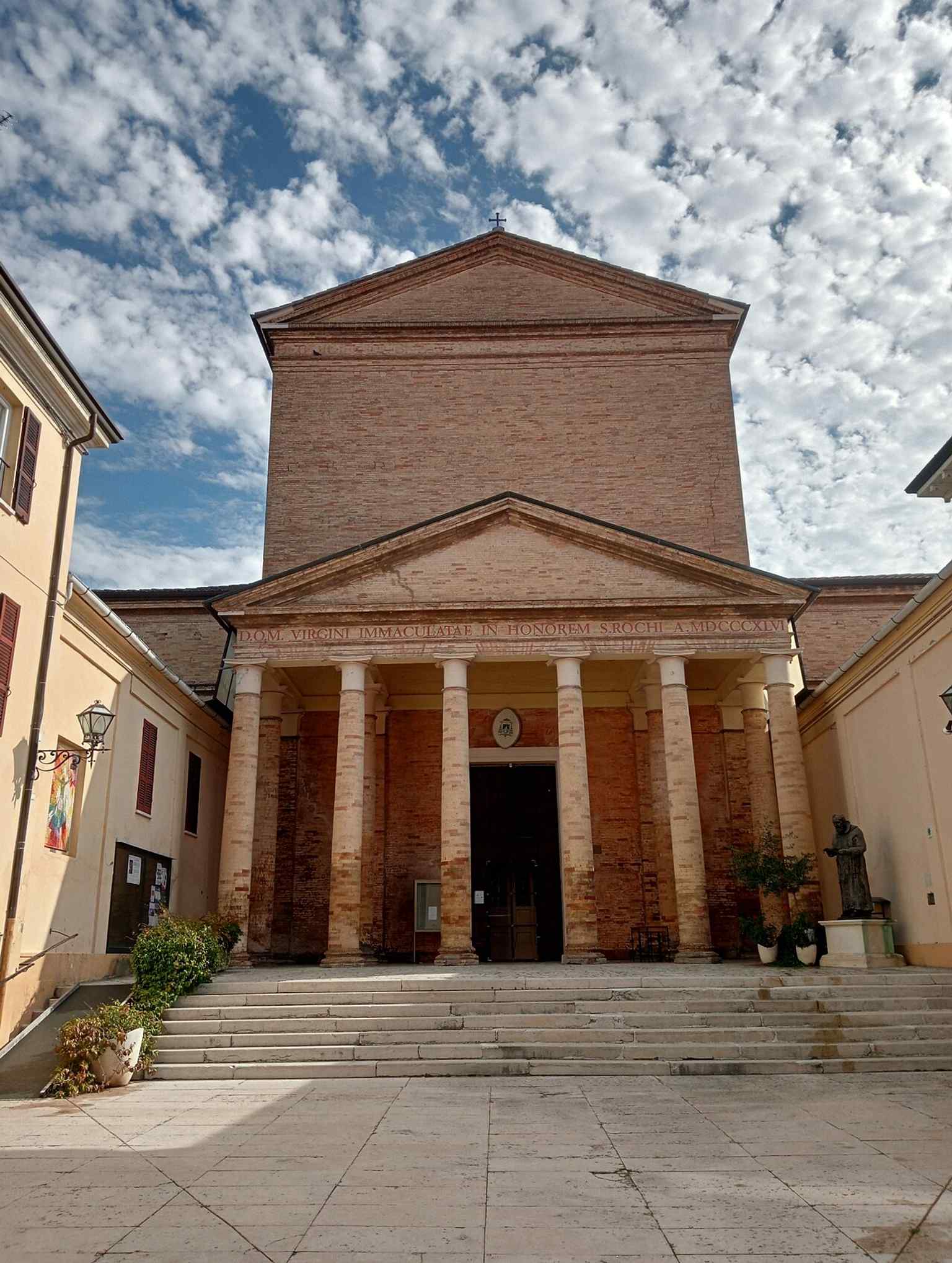 The neoclassical façade of San Rocco in Ravenna, the parish church rebuilt in the 19th century after the earlier dome design was abandoned.