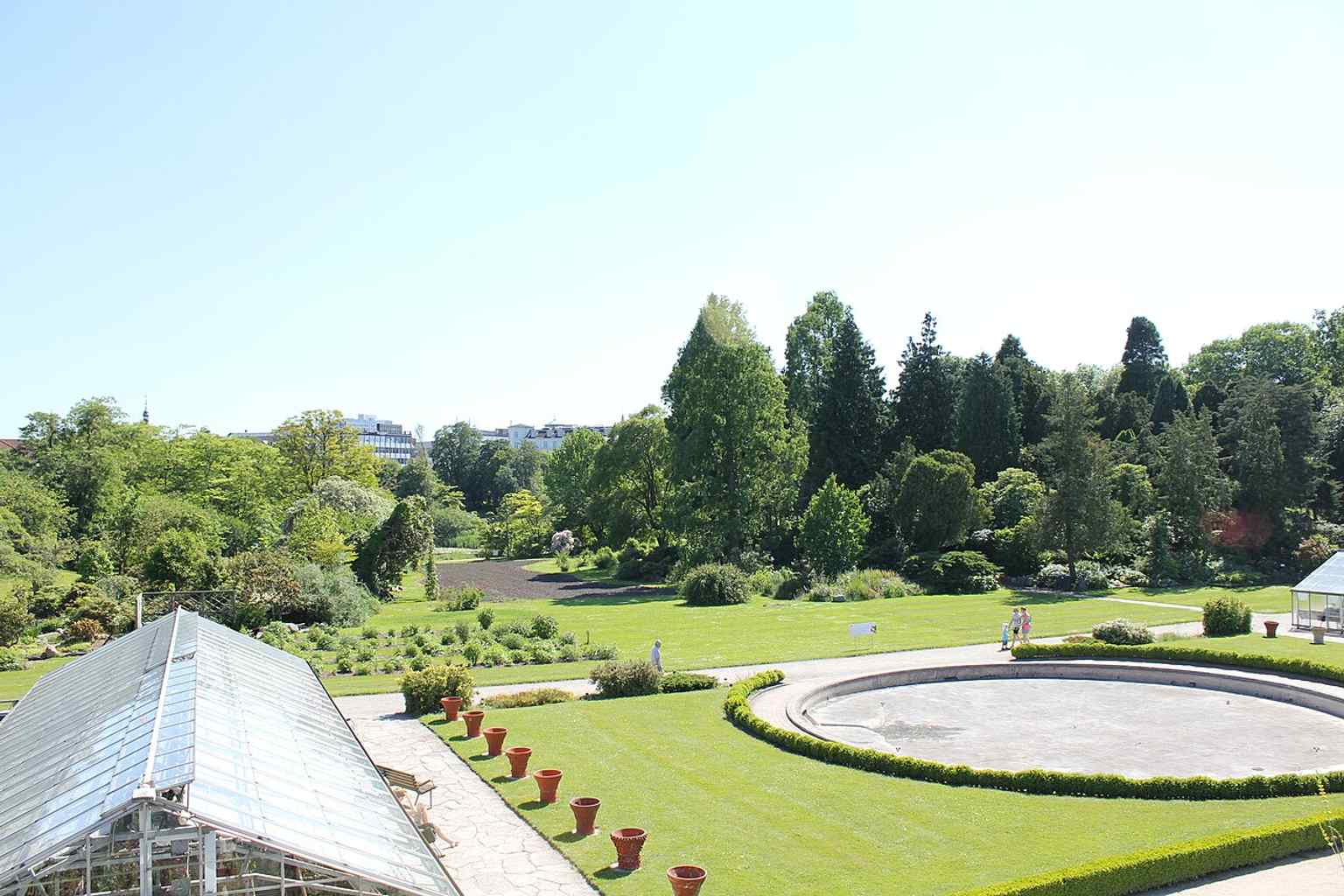 A general view of the University of Copenhagen Botanical Garden, which covers 10 hectares in the center of Copenhagen and serves research, educational, and recreational purposes.