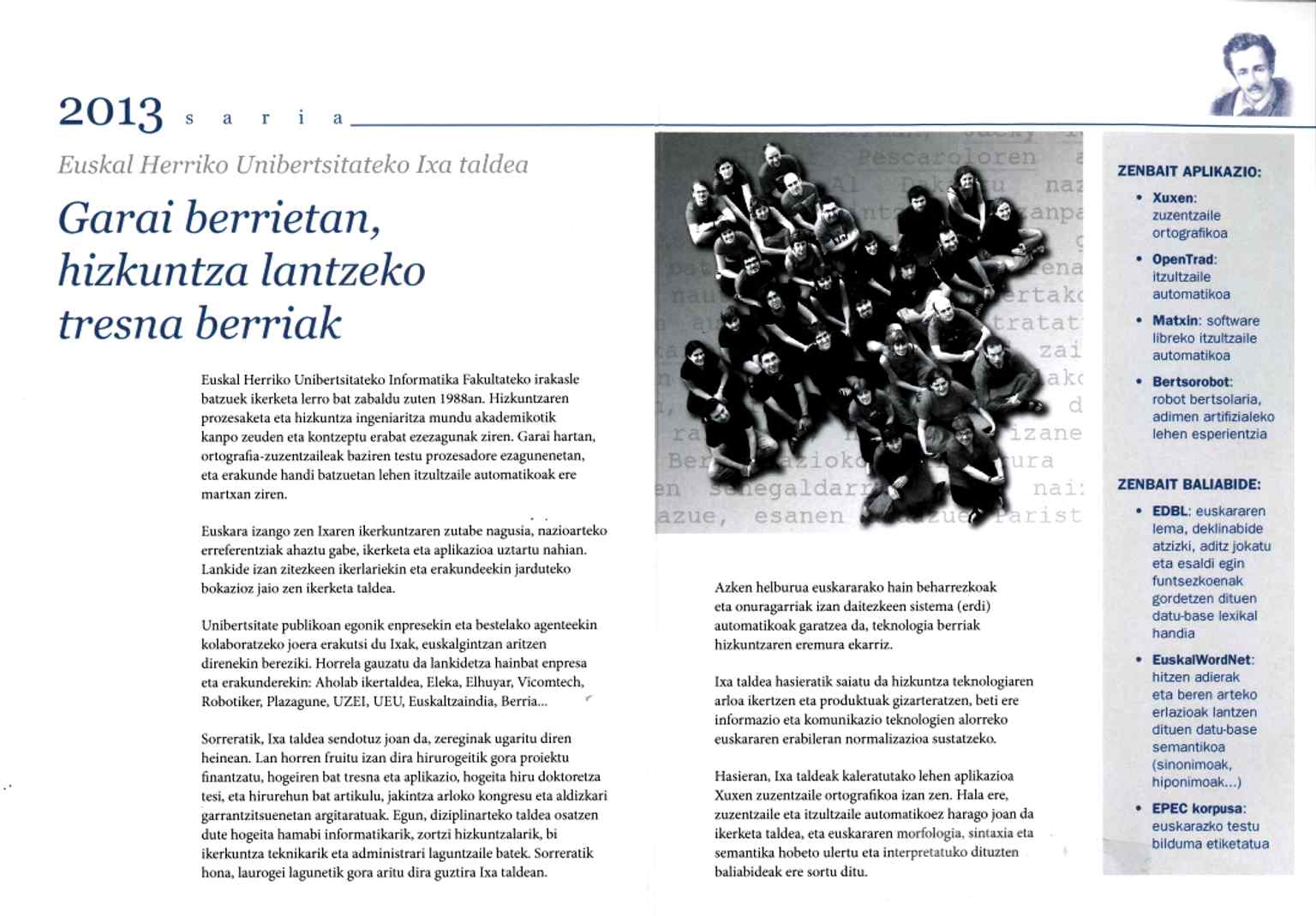 The 2013 Abadia Prize announcement from the Provincial Council, showing how the foral government supports Basque culture and research.