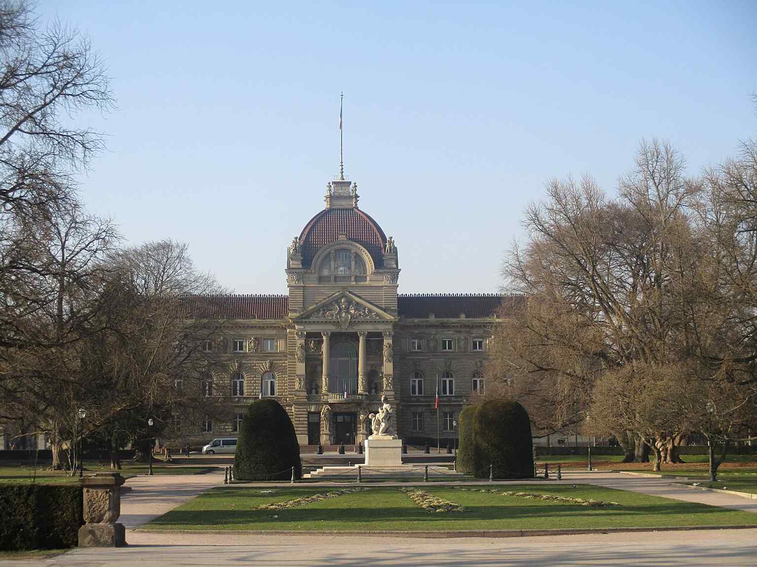 A full view of the former Kaiserpalast, now the Palais du Rhin, highlighting its imposing imperial façade.