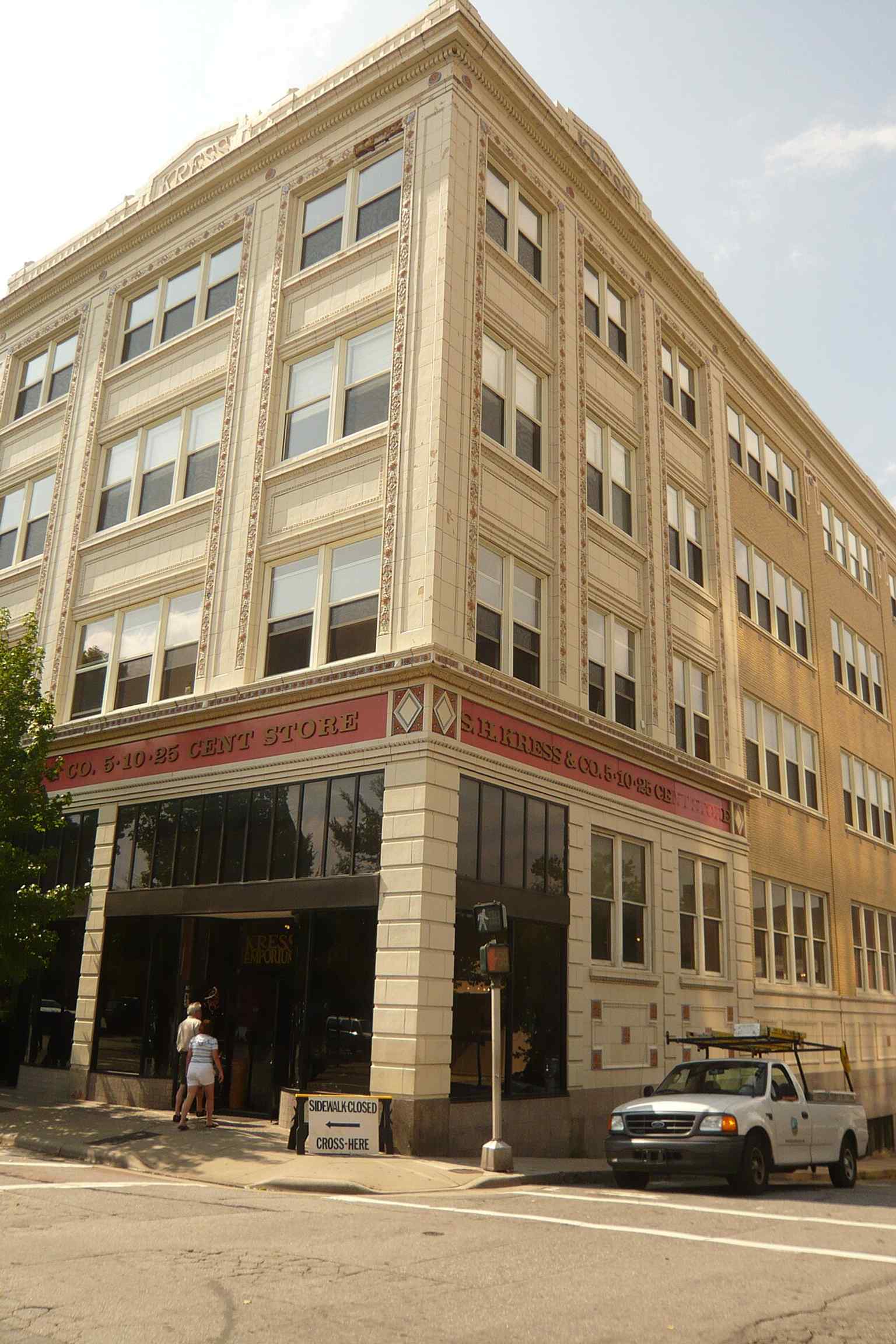 The Kress five-and-dime storefront on Patton Avenue, one of the district’s notable 1920s commercial buildings.