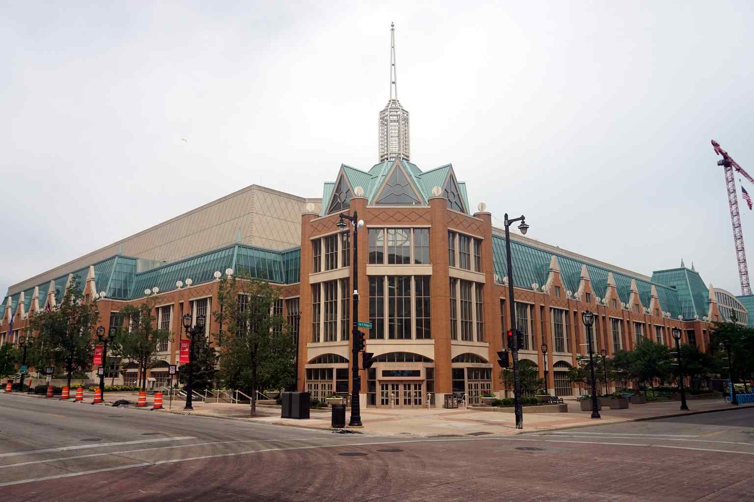 This image shows the building in 2022 when it was known as the Wisconsin Center, before it was officially renamed the Baird Center in July 2023.