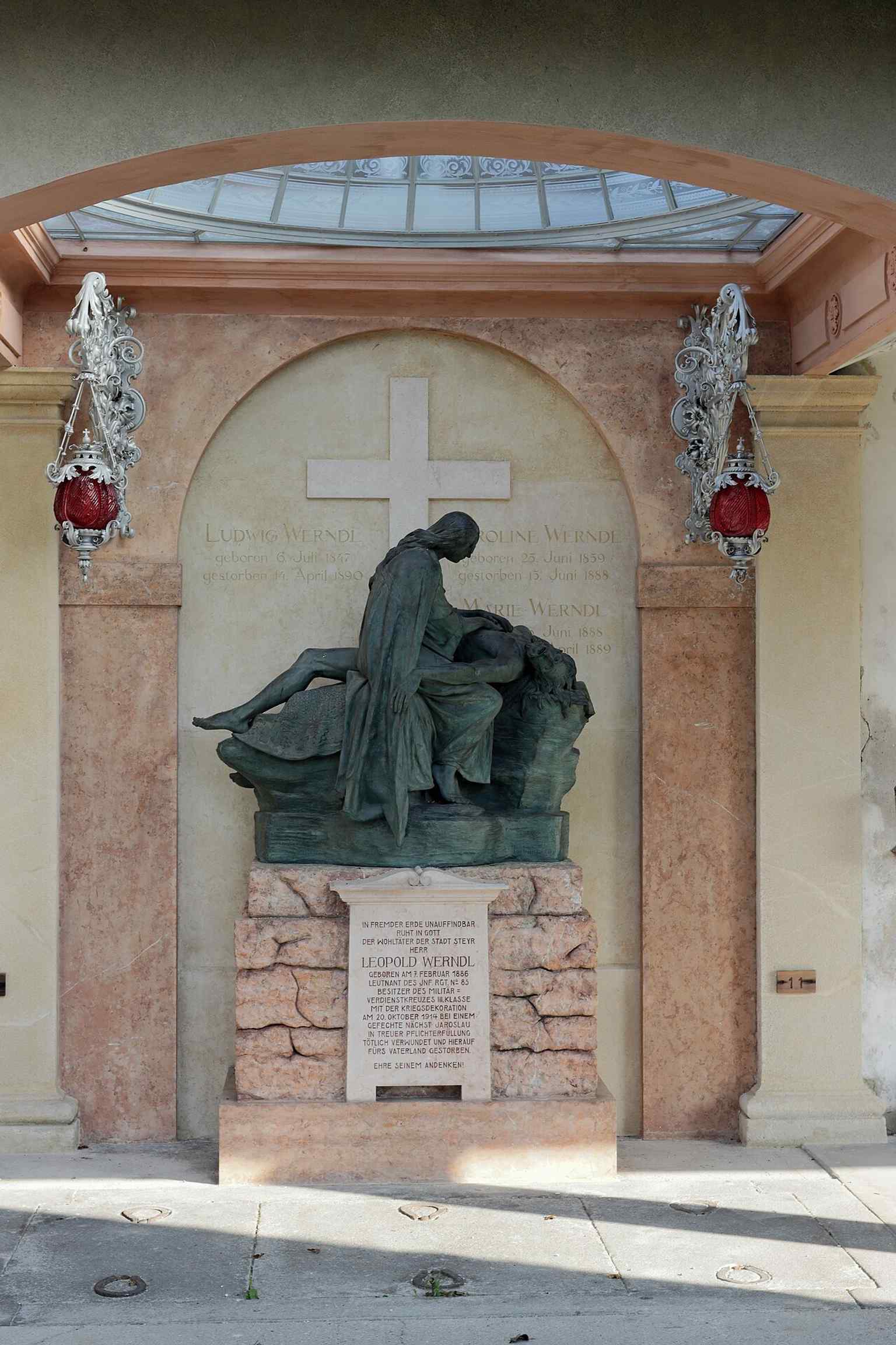 The Ludwig Werndl family crypt in the arcades, another example of the notable industrial families commemorated here.