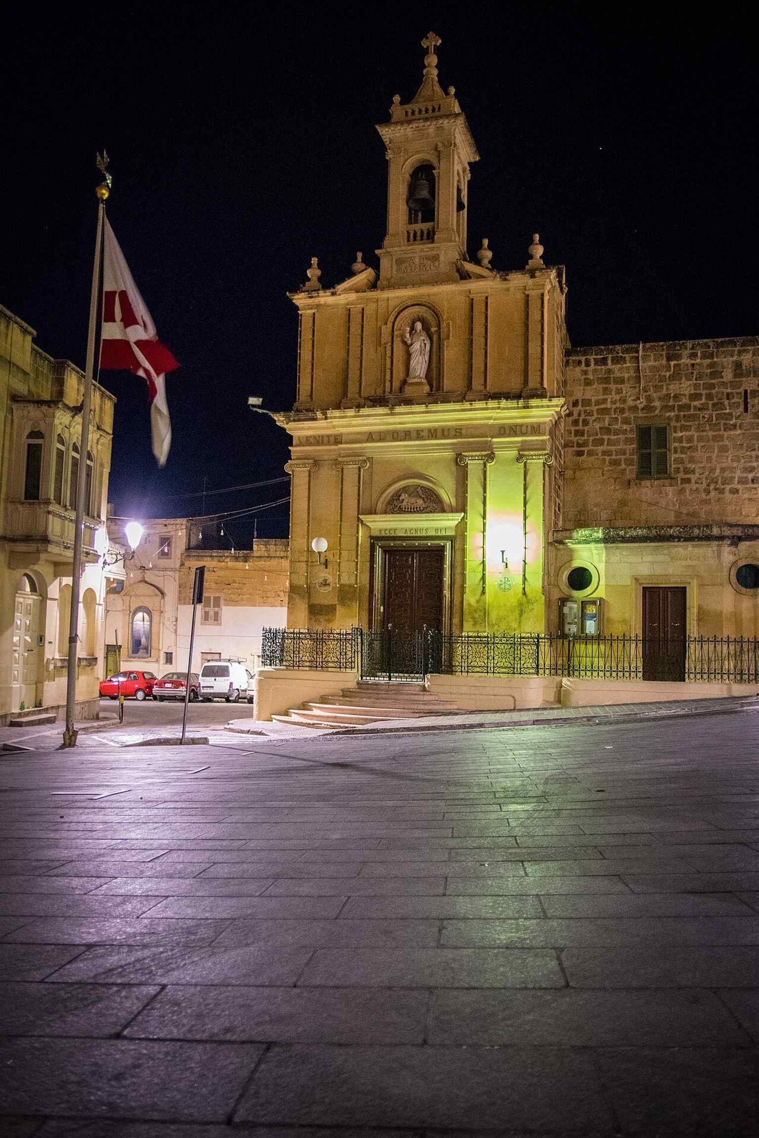 The church’s main façade in Victoria, the rebuilt Ta’ Savina listed as Maltese cultural property.