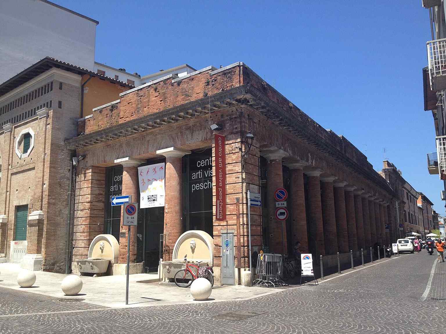 The neoclassical former fish market that became Pesaro’s Pescheria Visual Arts Center, opened in 1996 to promote contemporary art.