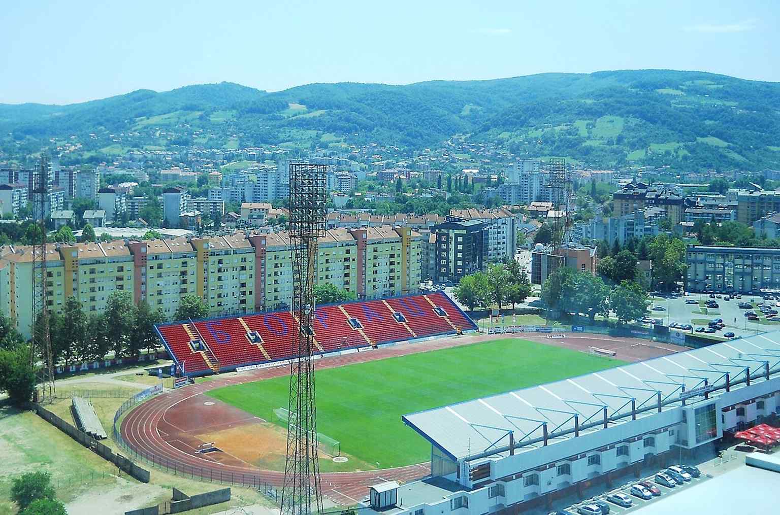 An exterior shot of the Banja Luka City Stadium, which became the home ground for FK Borac Banja Luka after World War II.