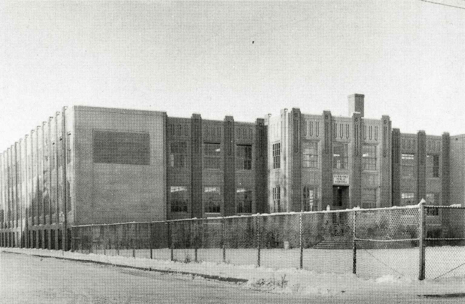 Main School in the early 1960s, when it served as Main Junior High and the additions had already made the building famously hard to navigate.