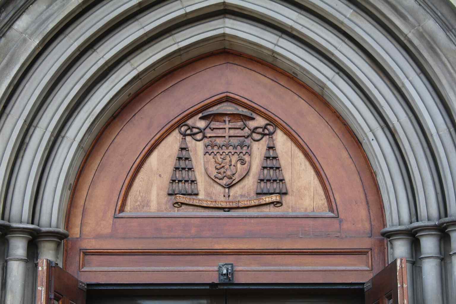 One of the cathedral doors, a good architectural detail from the church entrance on Broughton Street.