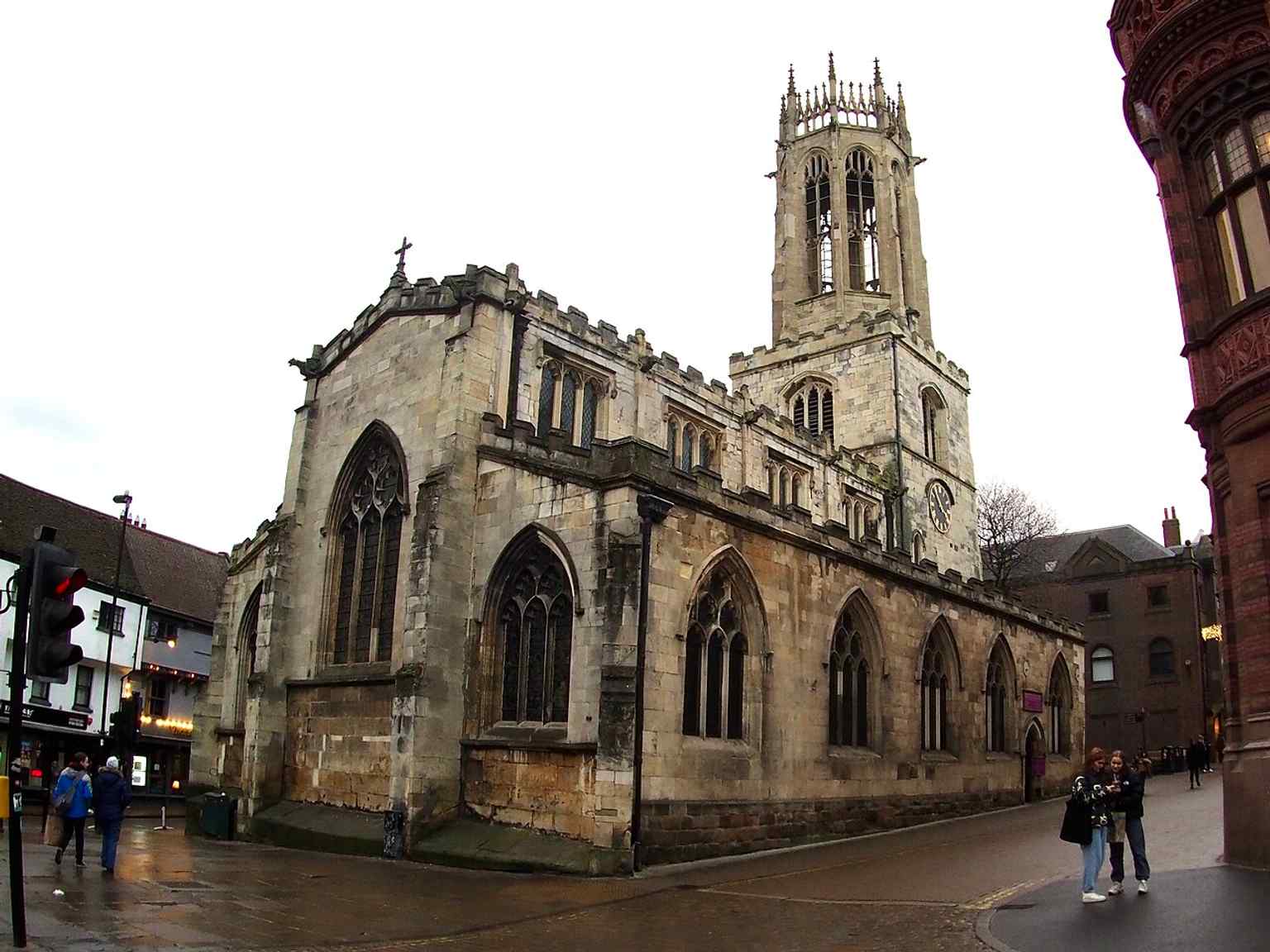 A clear modern view of All Saints on Pavement, the Grade I parish church at the heart of York’s old market street.