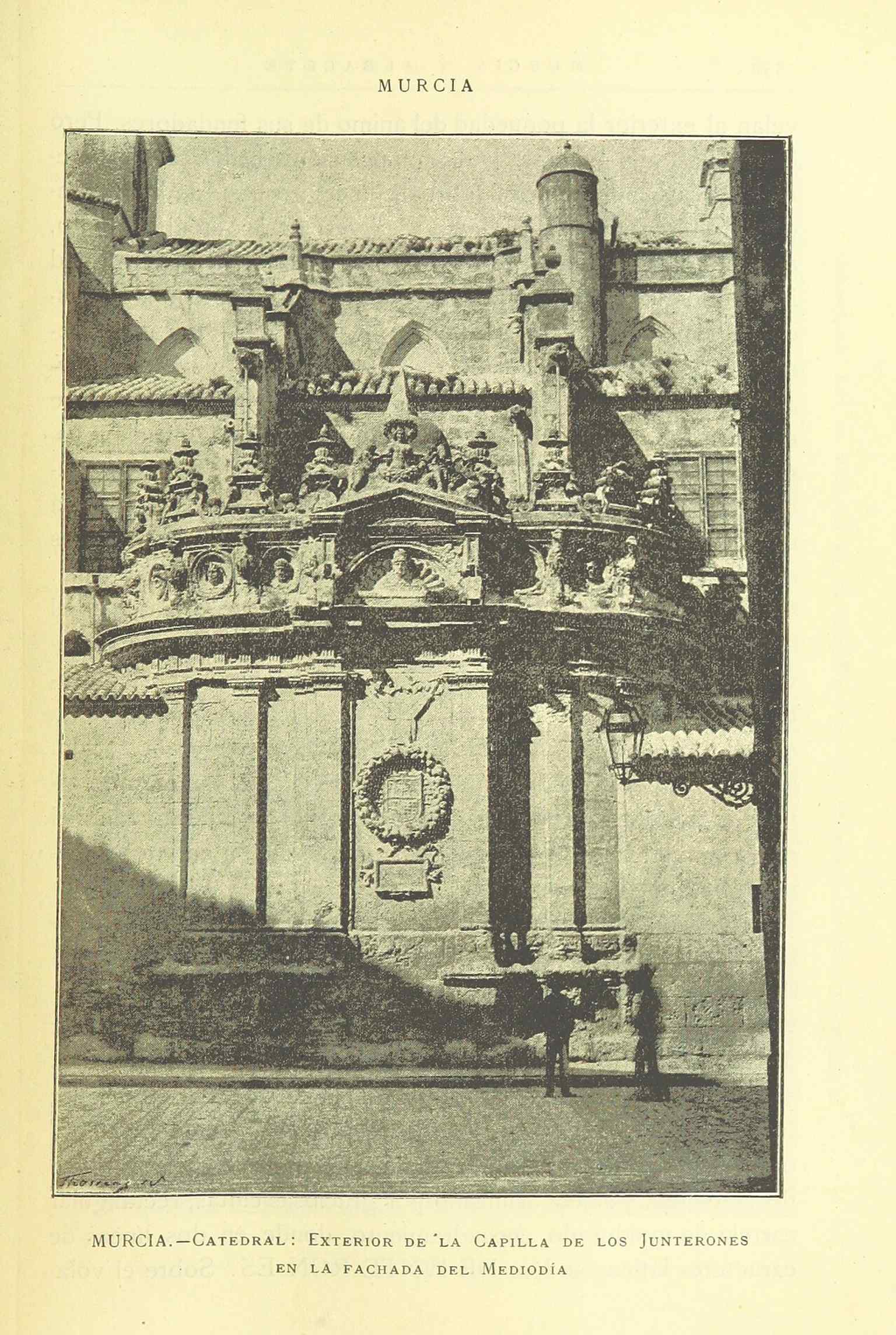 A 19th-century image of the Junterones Chapel within Murcia Cathedral, part of the city's rich historical-artistic patrimony.