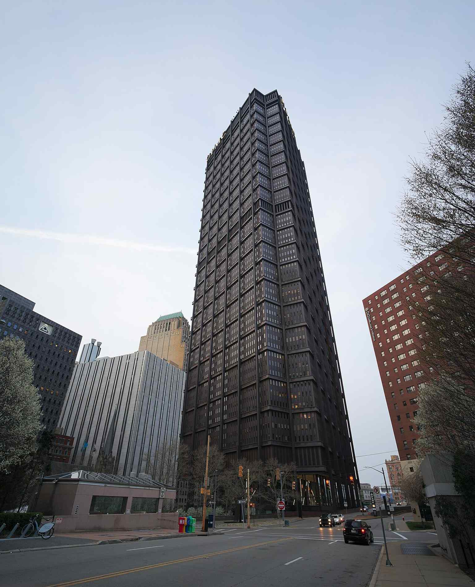 The U.S. Steel Tower stands prominently in the Pittsburgh skyline, known as the city's tallest building, a distinction it has held since its opening in 1971.