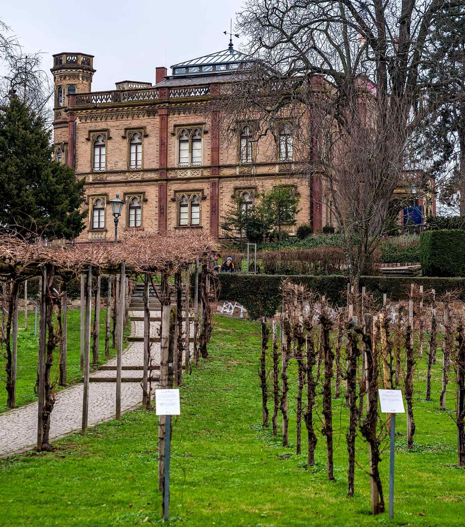 Front view of Colombischlössle, the historic Gothic Revival villa that now houses Freiburg’s Archaeological Museum.