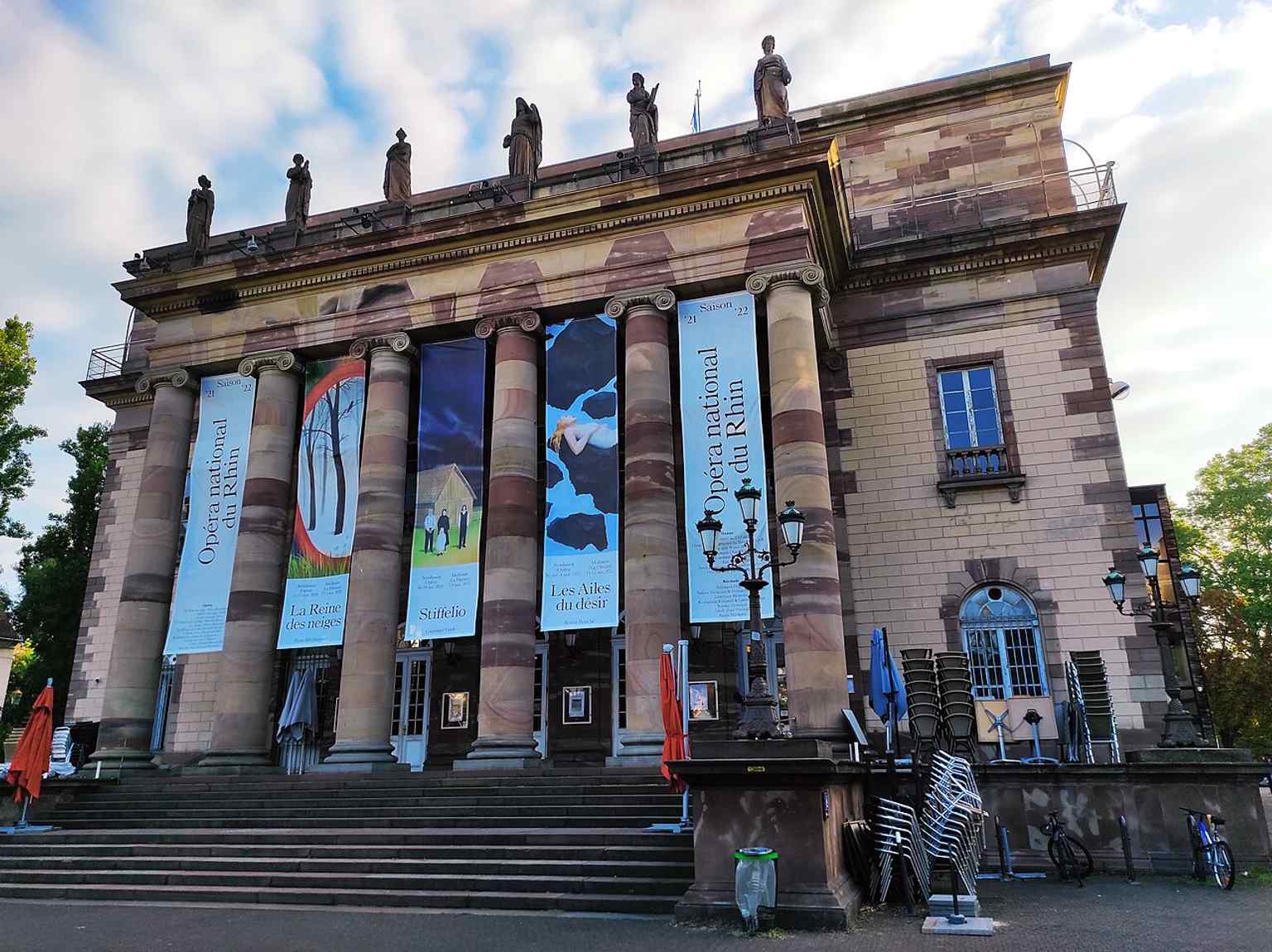 Another tall exterior shot of the Strasbourg Opera House, useful for showing the monumental front and columned design.