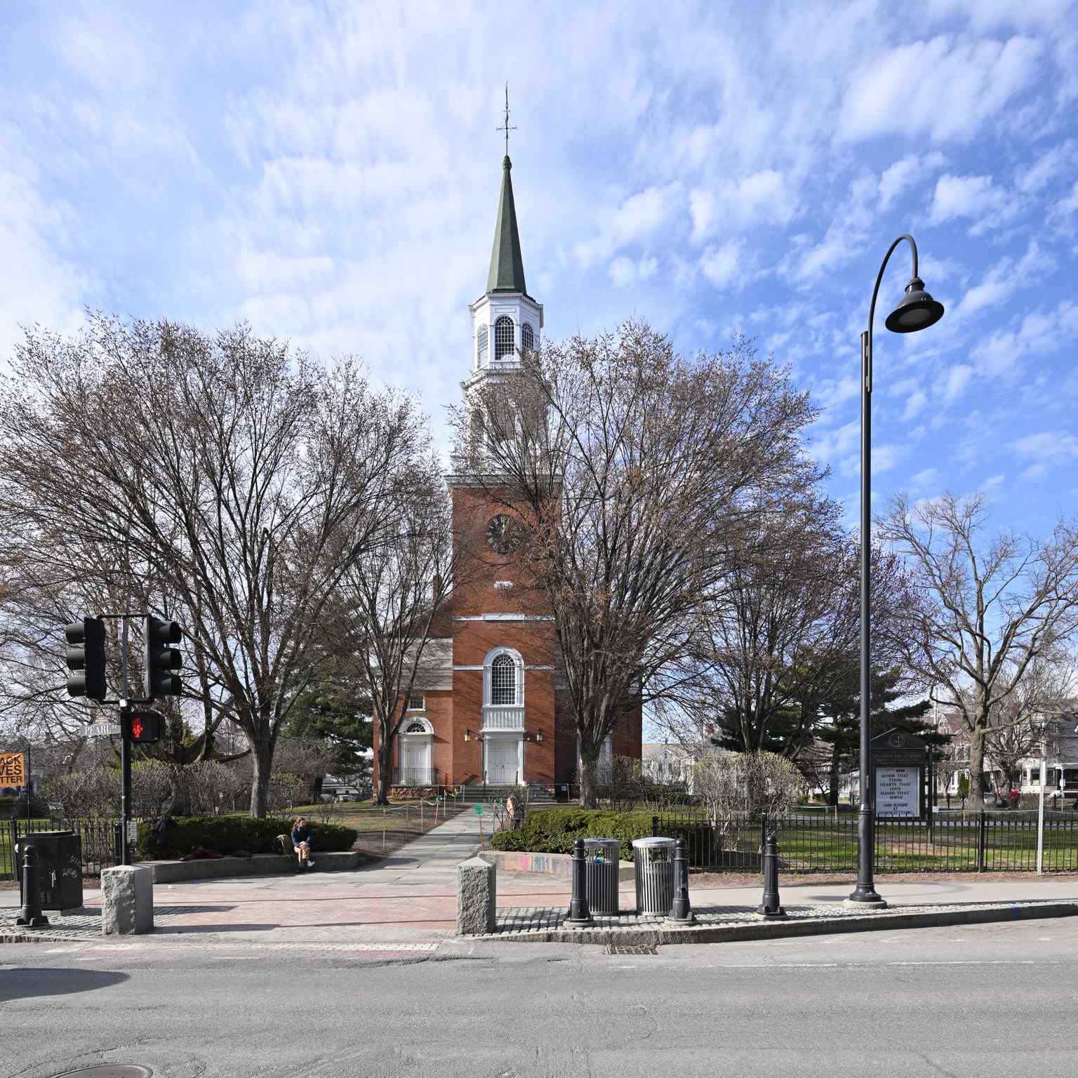 The Unitarian Universalist Meeting House, seen here, is the oldest remaining place of worship established by European settlers in Burlington, Vermont, and gave the city's iconic Church Street its name.