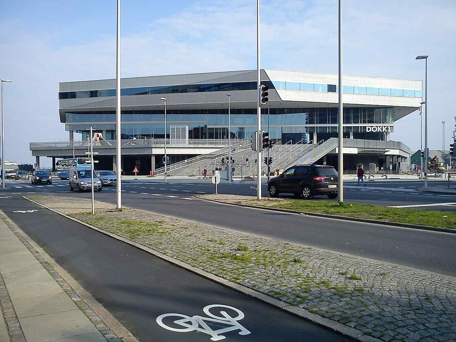 The main Dokk1 frontage with cycle lanes — a good overview of the landmark’s bold waterfront architecture.