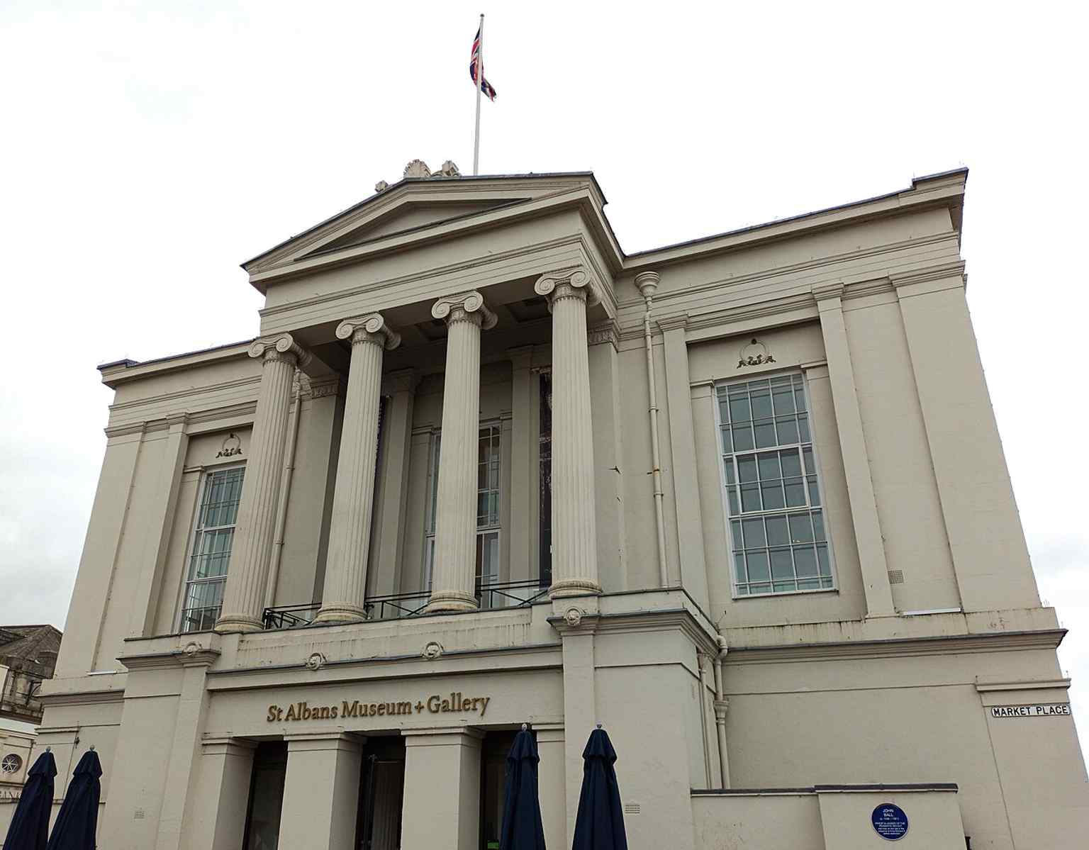 St Albans Town Hall as the museum building today — the 1826 neoclassical frontage now houses the St Albans Museum.