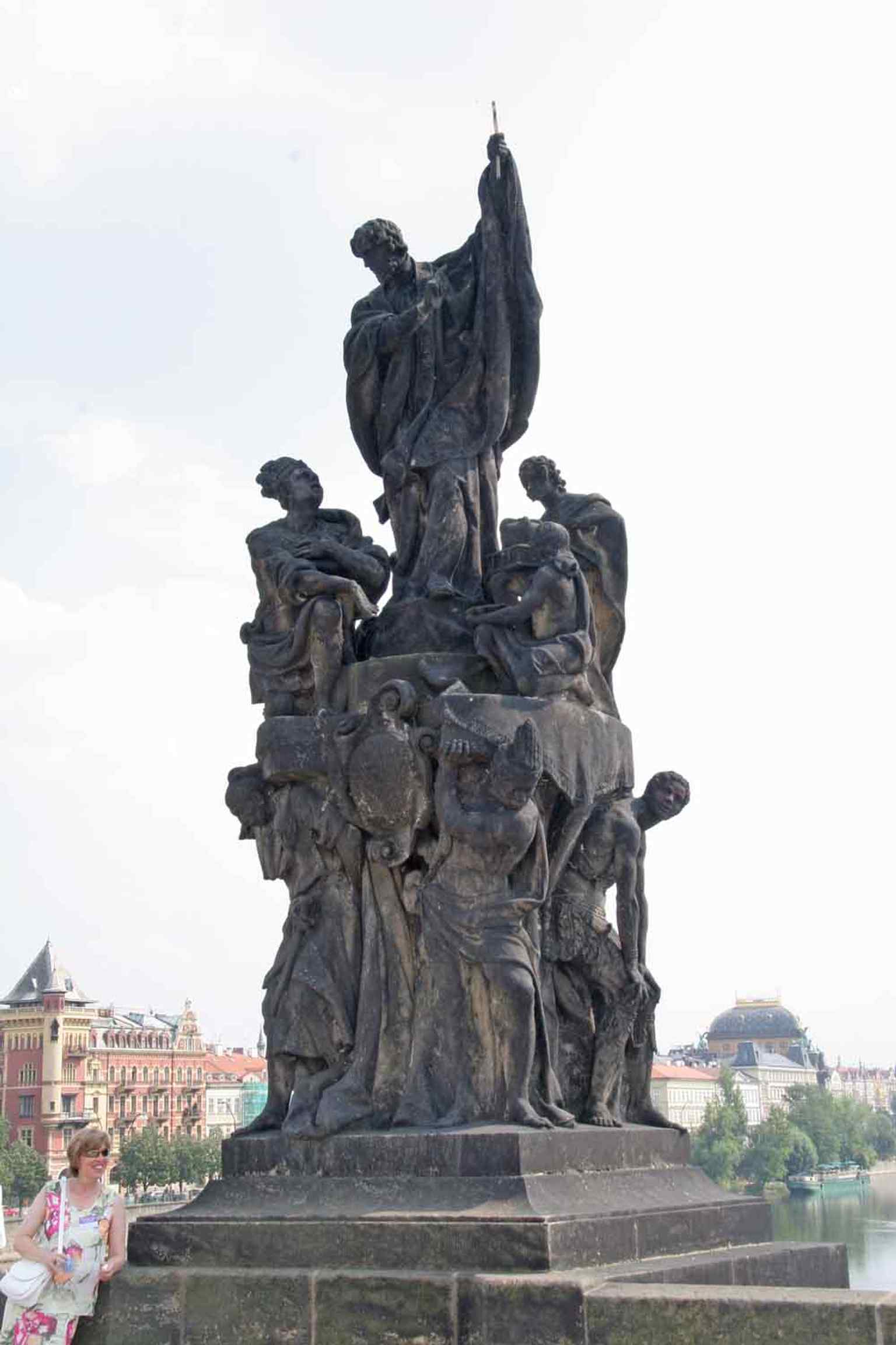 The meticulously crafted replica of the Statue of Francis Xavier by Čeněk Vosmík, installed on the Charles Bridge in 1913, preserving Brokoff's original Baroque vision.
