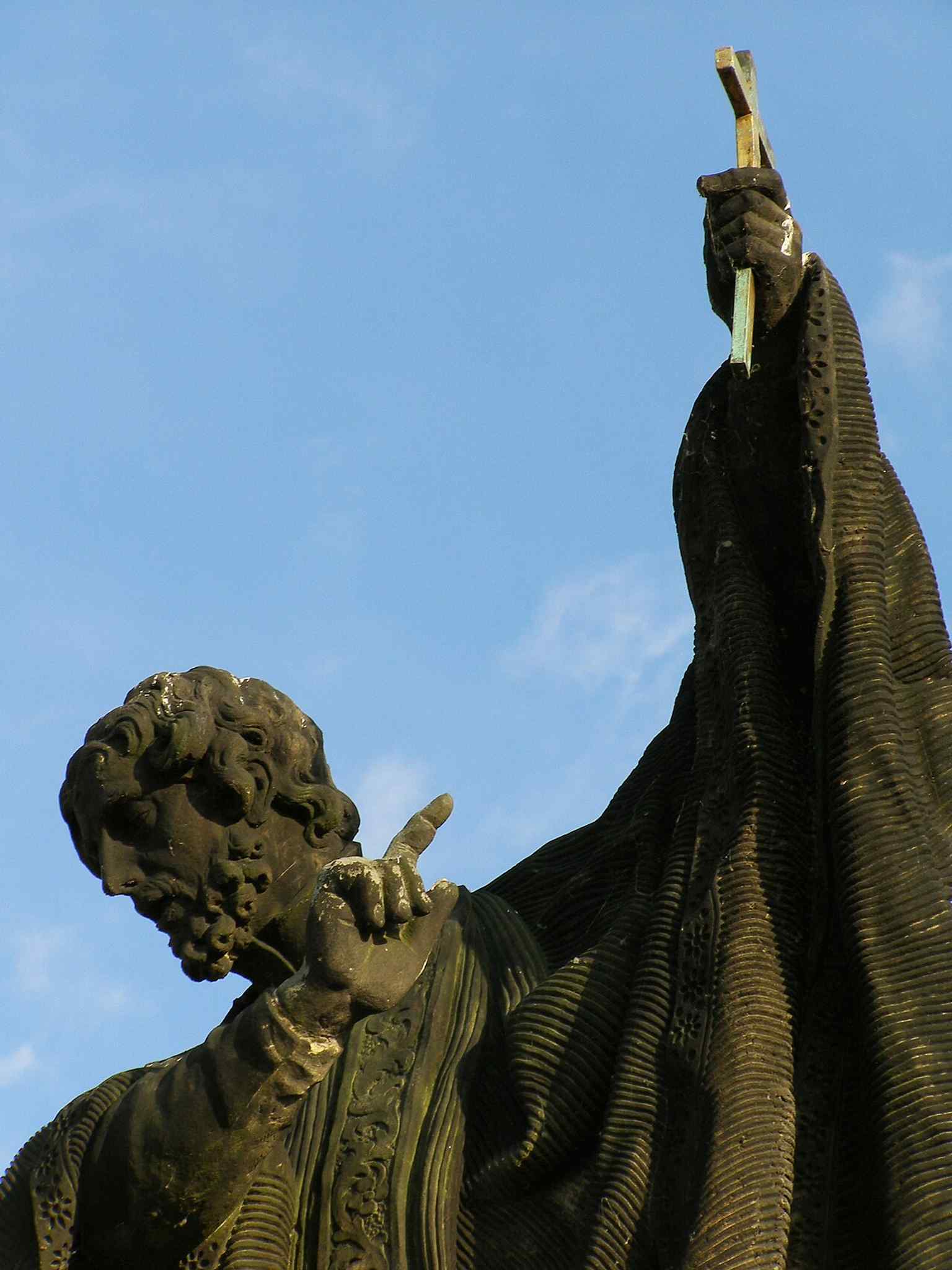 The nearby sculpture of Saint Ignatius of Loyola, which, like Brokoff’s statue of Francis Xavier, plummeted into the raging Vltava River during the Great Flood of 1890.