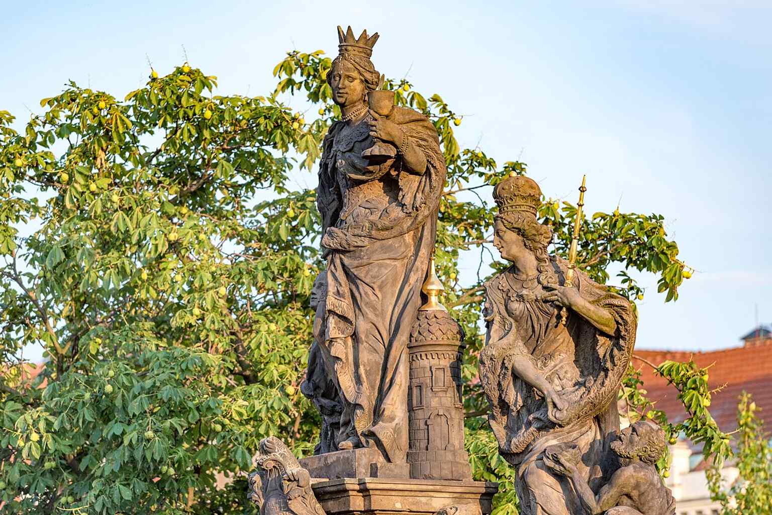 The central figure of Saint Barbara on a raised pedestal, flanked by Saint Margaret and Saint Elizabeth, forming a poignant composition for the donor, Jan Václav Obytecký z Obytec.