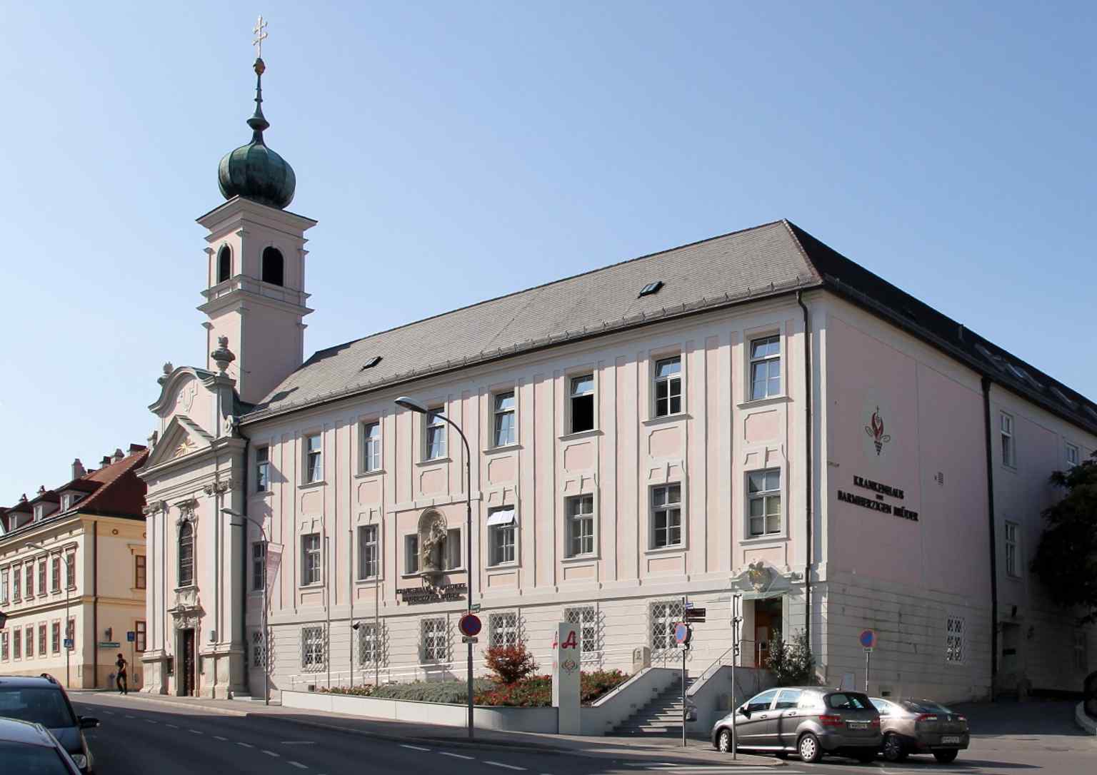 The Brothers of Mercy Hospital in Eisenstadt — the historic hospital complex that grew from a 1760 donation by Prince Paul Anton Esterházy.