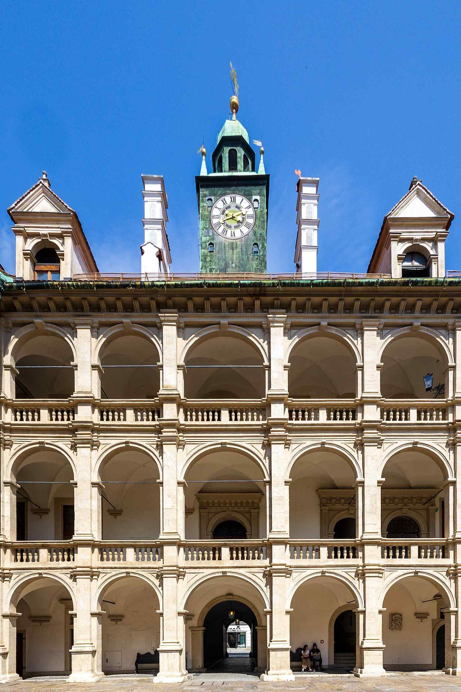 The courtyard-side exterior of the Landhaus, showing the monument as a whole rather than just one façade.