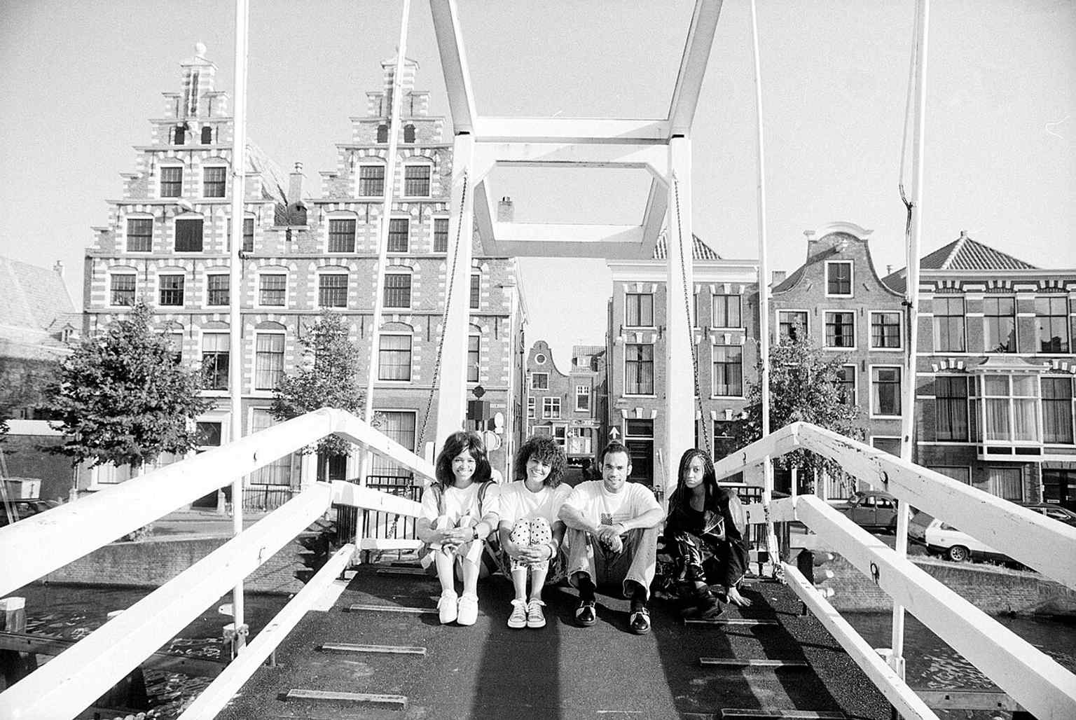 Boney M performing on the Gravestenenbrug in 1991, a reminder that this bridge has long served as a public meeting point and backdrop for city moments.