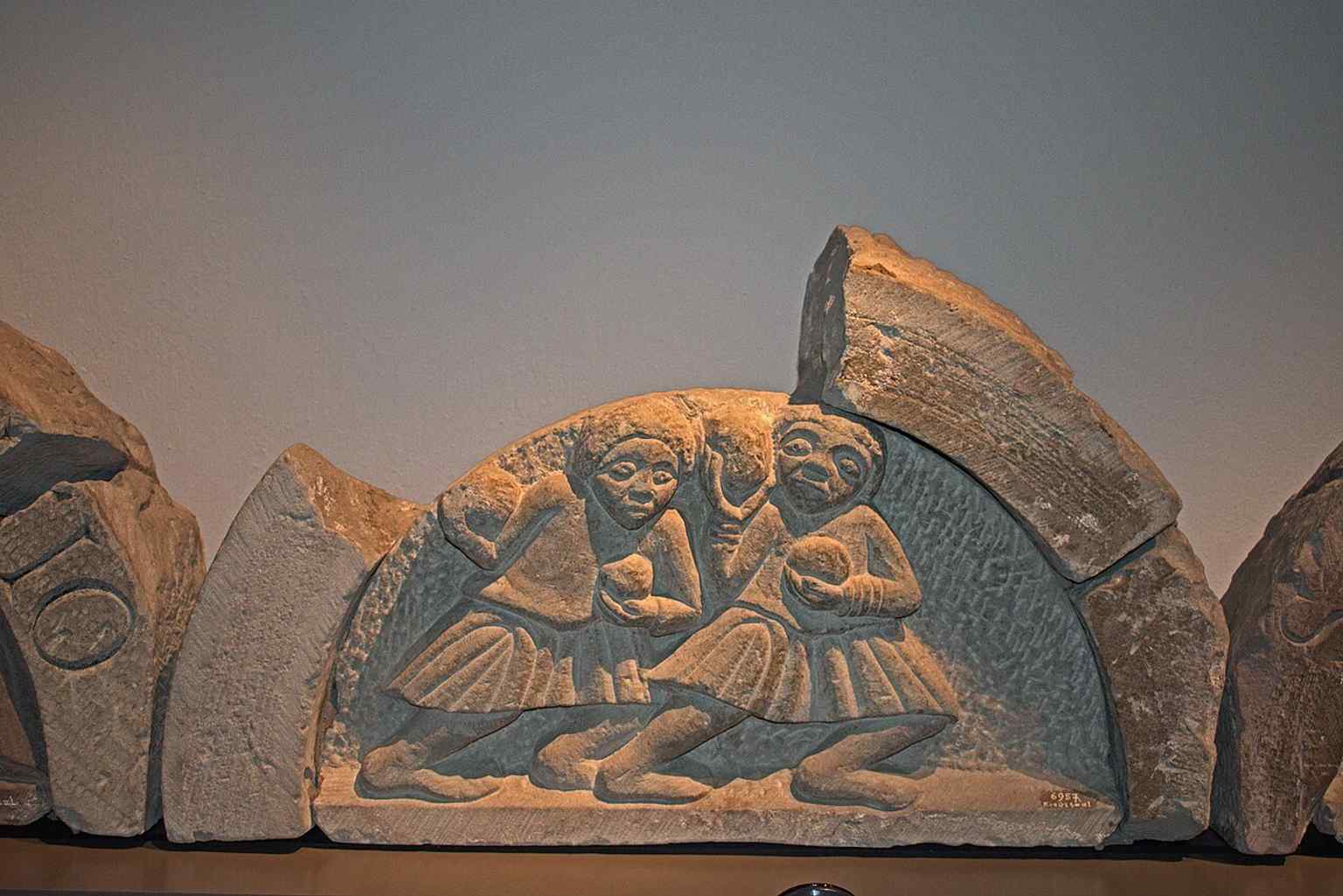 A 12th-century sandstone relief of Saint Stephen, part of the museum’s medieval holdings from the former monastery complex.