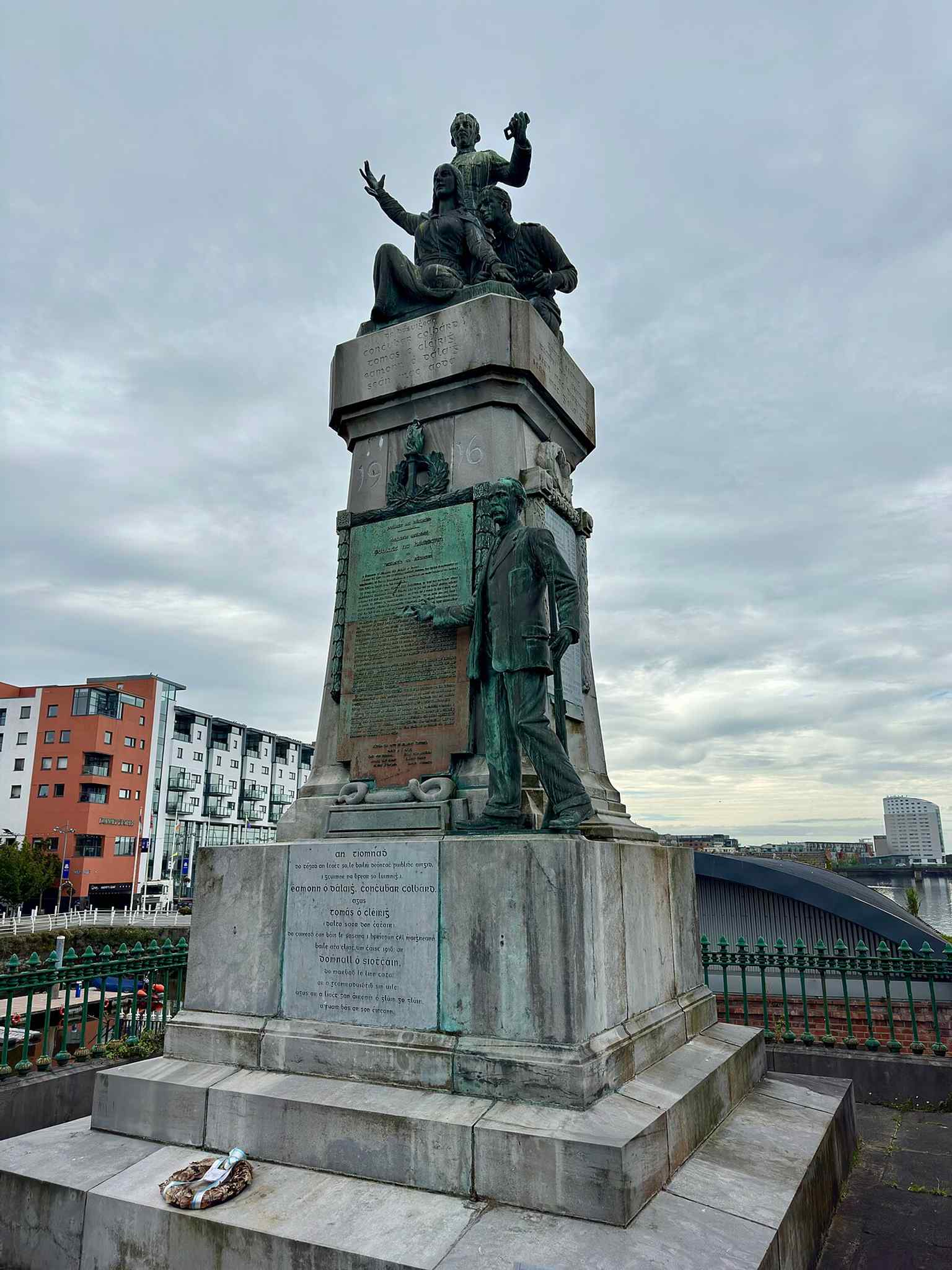See the 1916 Memorial at Sarsfield Bridge, commemorating the Easter Rising and designed by Albert Power, completed by his son James Power in 1954.