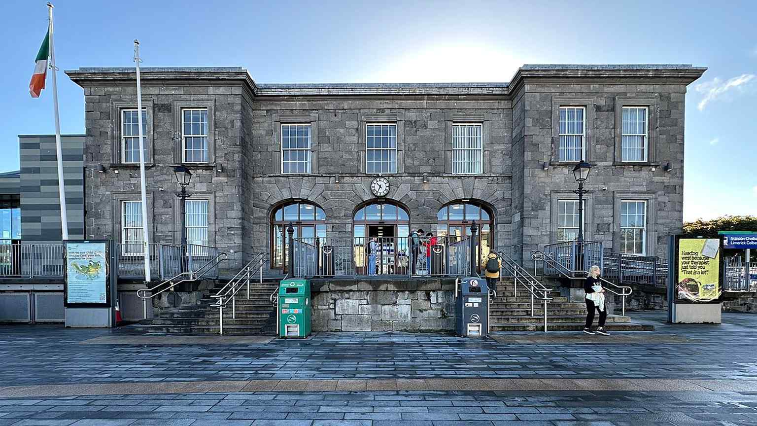 The main facade of Limerick Colbert railway station, which opened on August 28, 1858, and was renamed in 1966 in honor of Easter Rising leader Cornelius Colbert.