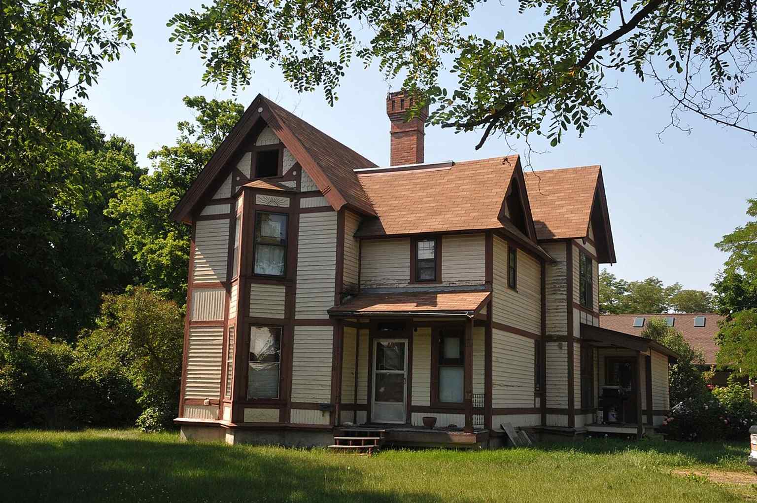 The Fisher House in Kalispell, built in 1892 for Presbyterian minister George McVey Fisher, shows the Stick/Eastlake home that became the family center of the Flathead Valley.