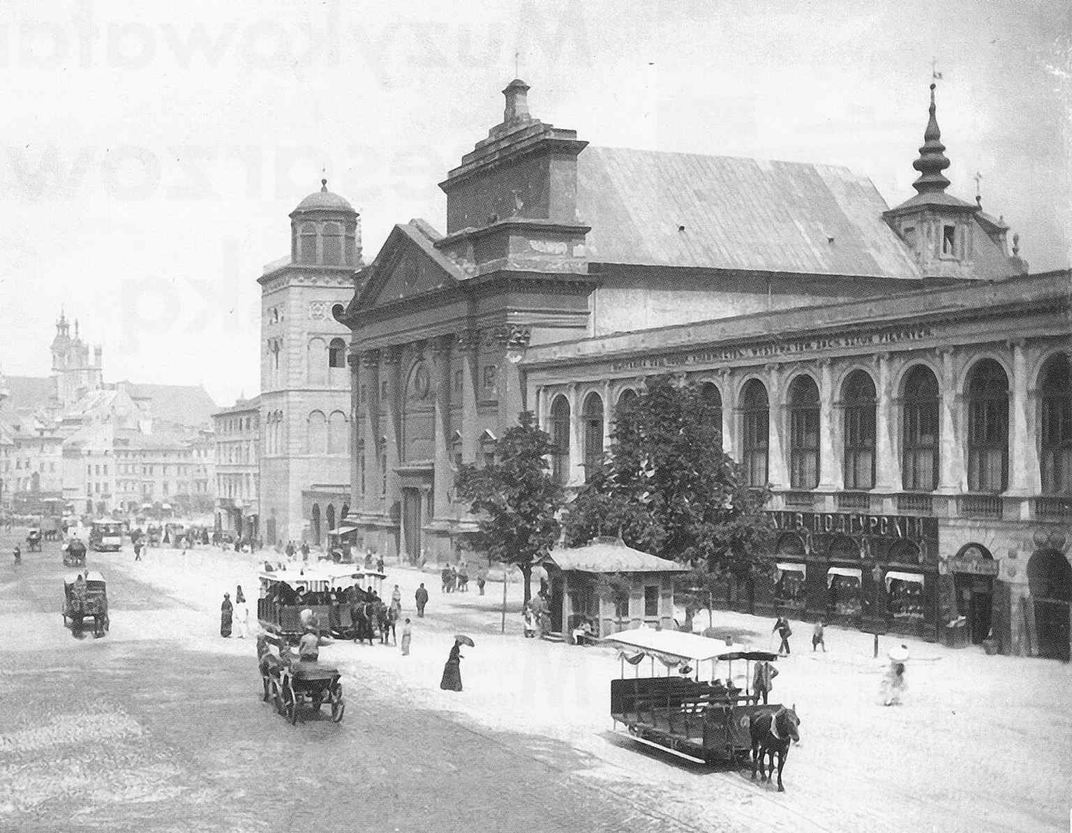 A 1890 view of Krakowskie Przedmieście with St. Anne’s Church in the distance, showing how the church anchored one of Warsaw’s main royal routes.