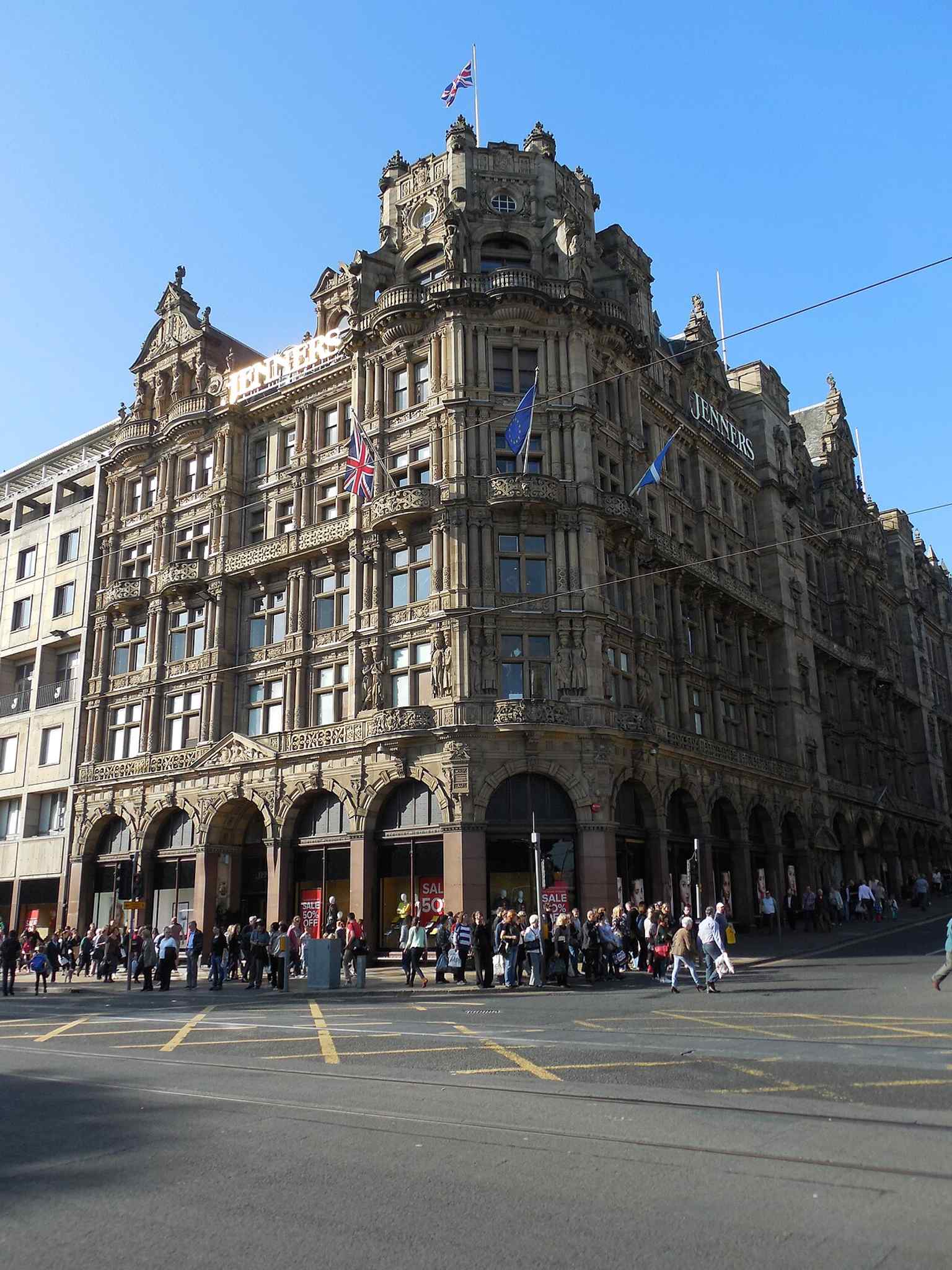 A strong full-building view of Jenners as a Category A listed landmark, before redevelopment began in earnest.