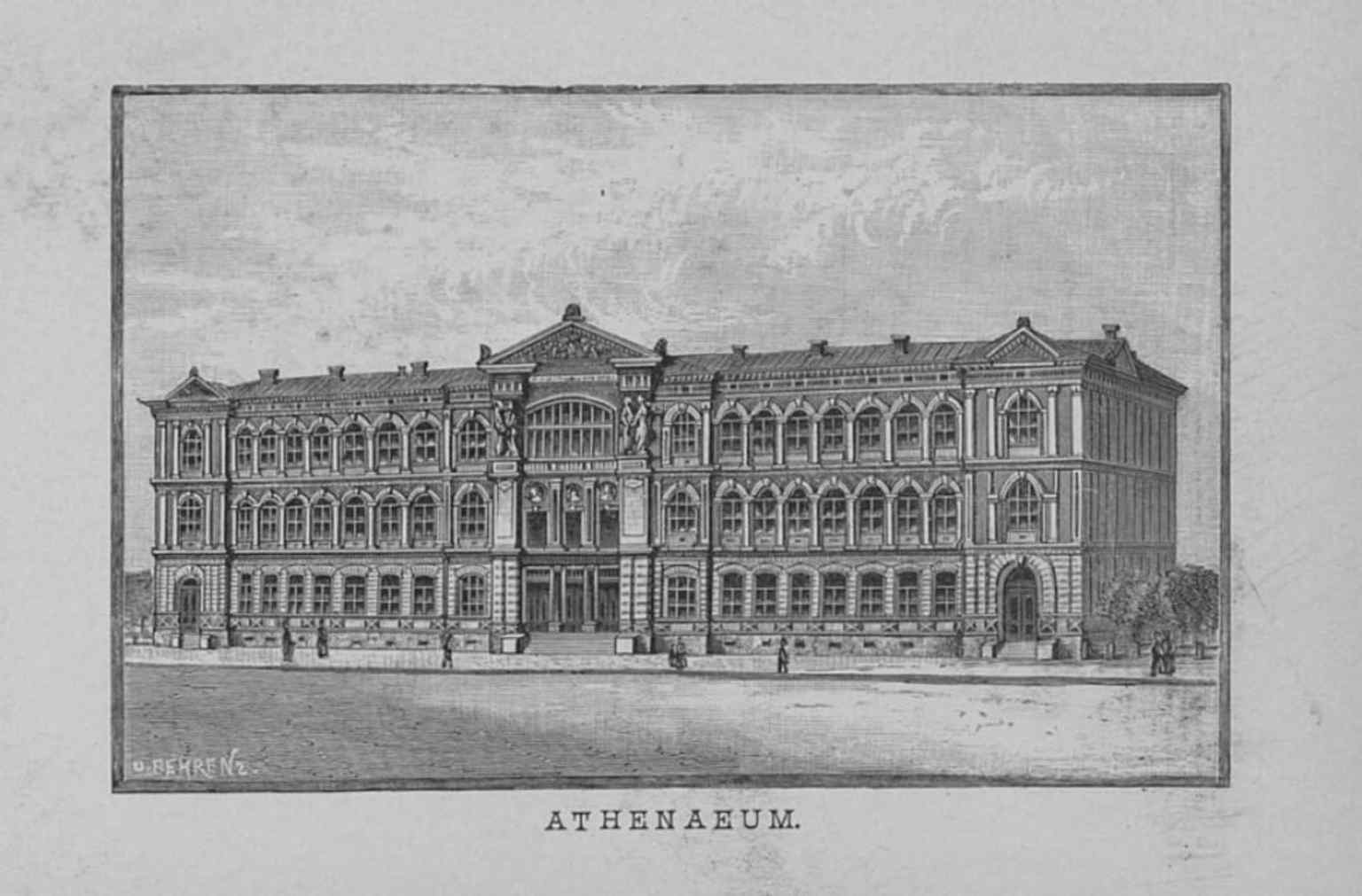 An 1887 illustration of the Athenaeum, offering a period view from the year the building was completed.
