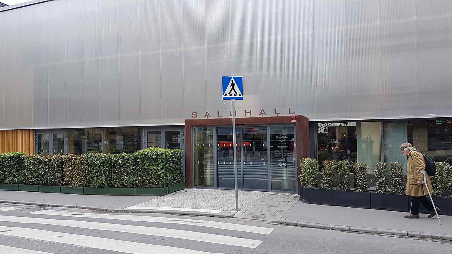 The temporary Östermalmshallen on Östermalmstorg, built while the original hall was being renovated between 2016 and 2020.