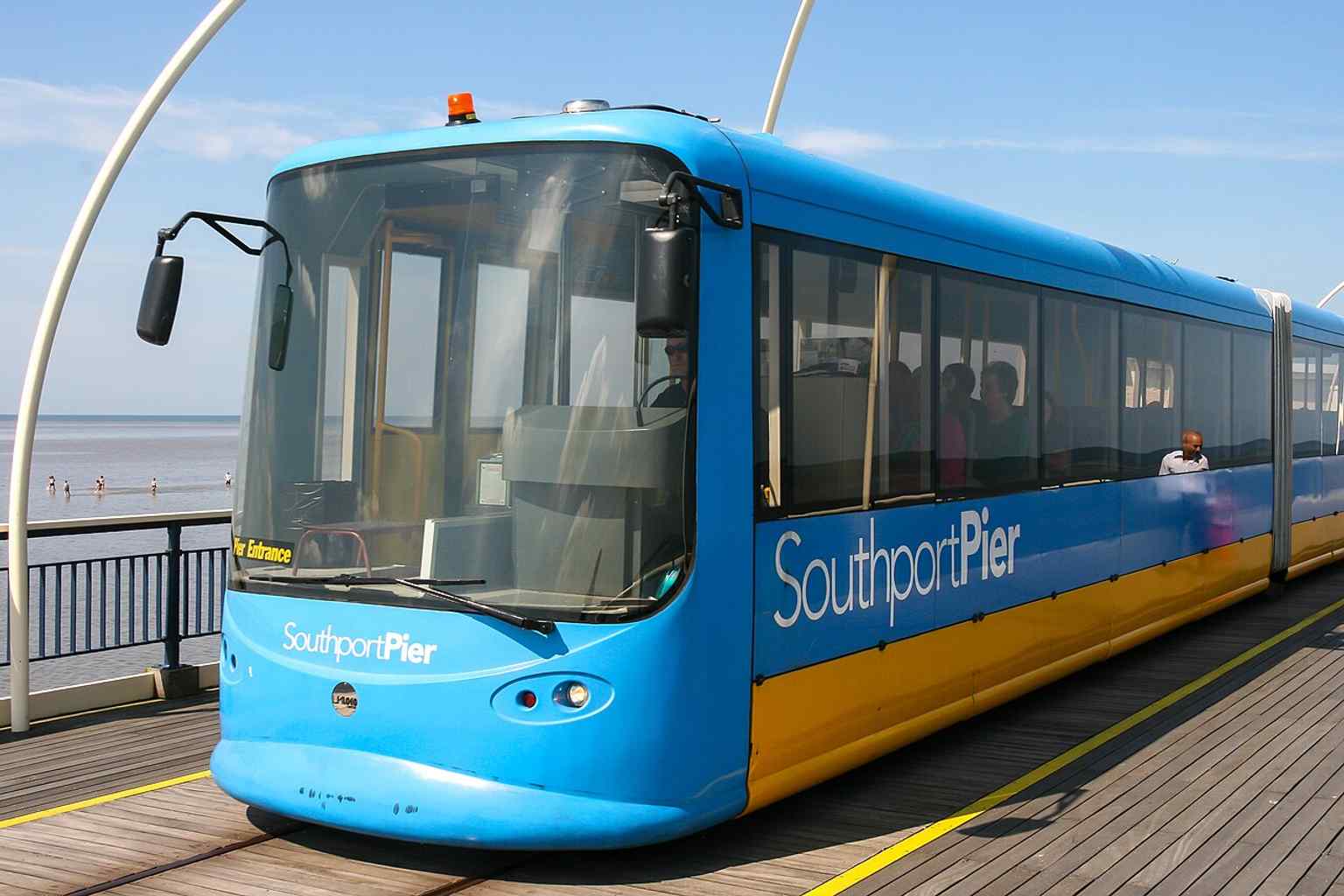 The Southport Pier Tramway, which carried passengers along the pier for much of its history before closing in 2015.